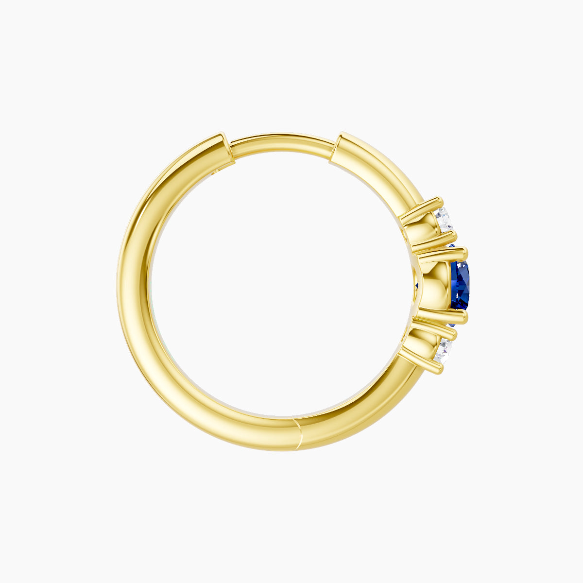 Grace | 18k Yellow Gold 9.5 mm Trilogy Round Sapphire & Diamond Hoop Piercing
