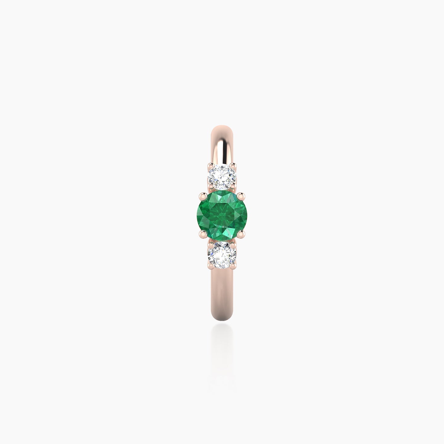 Grace | 18k Rose Gold 9.5 mm Trilogy Round Emerald & Diamond Hoop Piercing