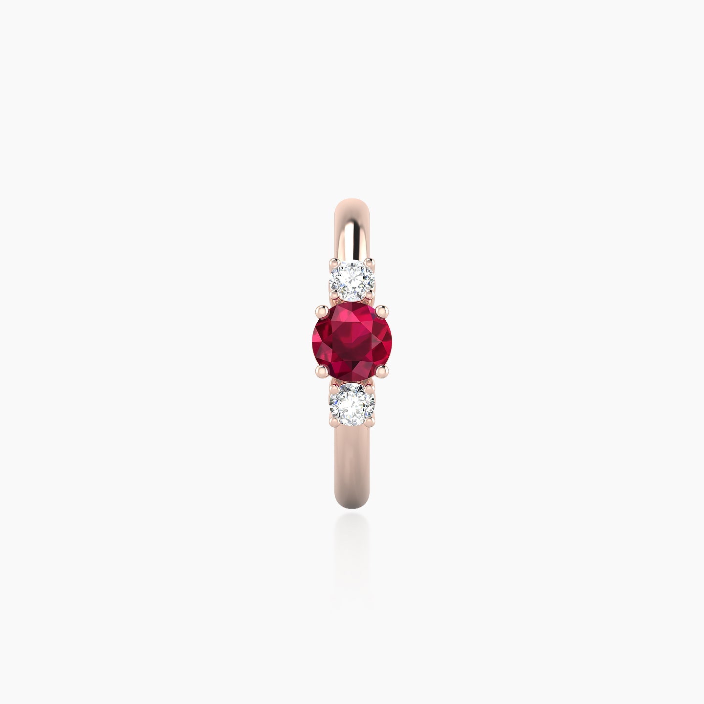 Grace | 18k Rose Gold 9.5 mm Trilogy Round Ruby & Diamond Hoop Piercing