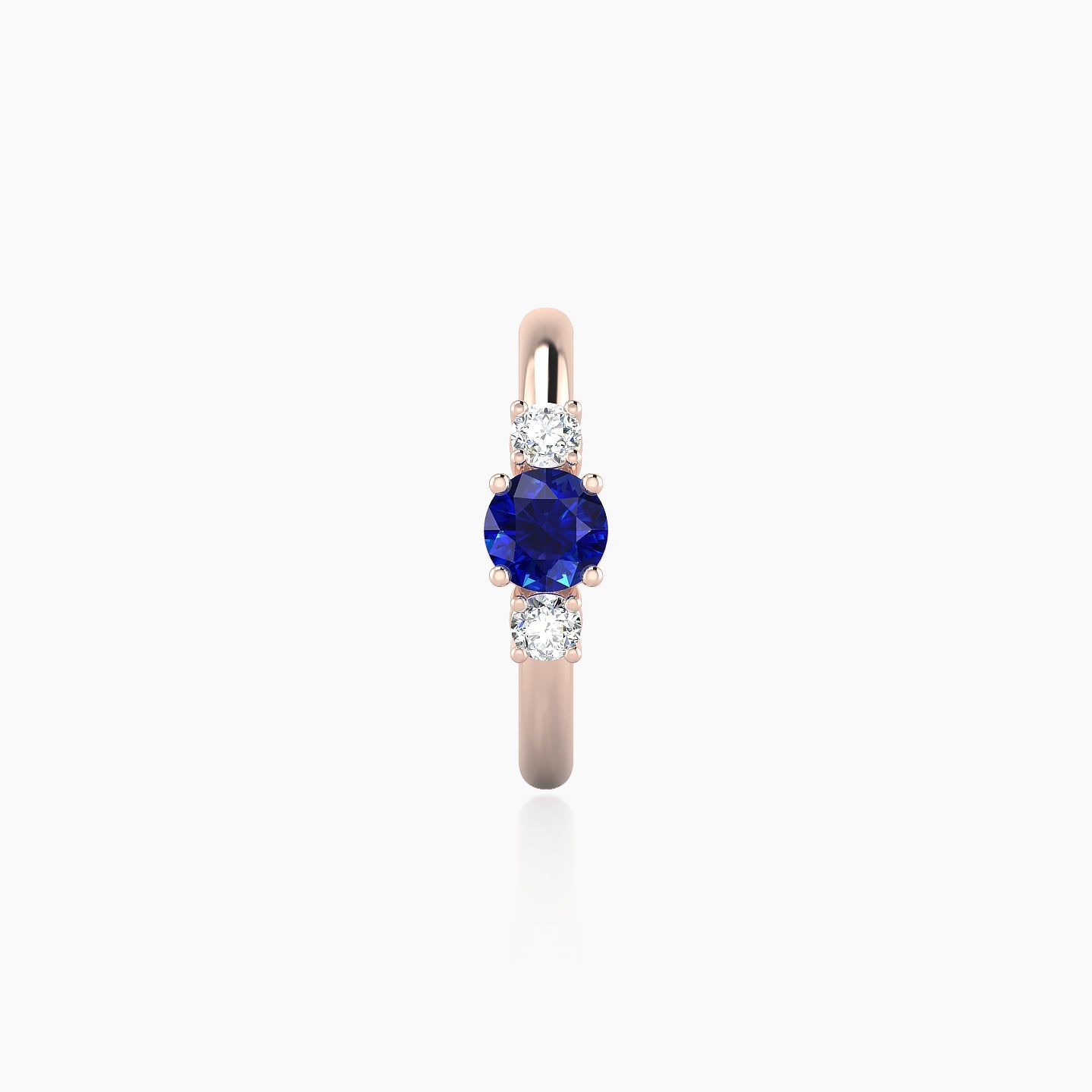 Grace | 18k Rose Gold 9.5 mm Trilogy Round Sapphire & Diamond Hoop Piercing