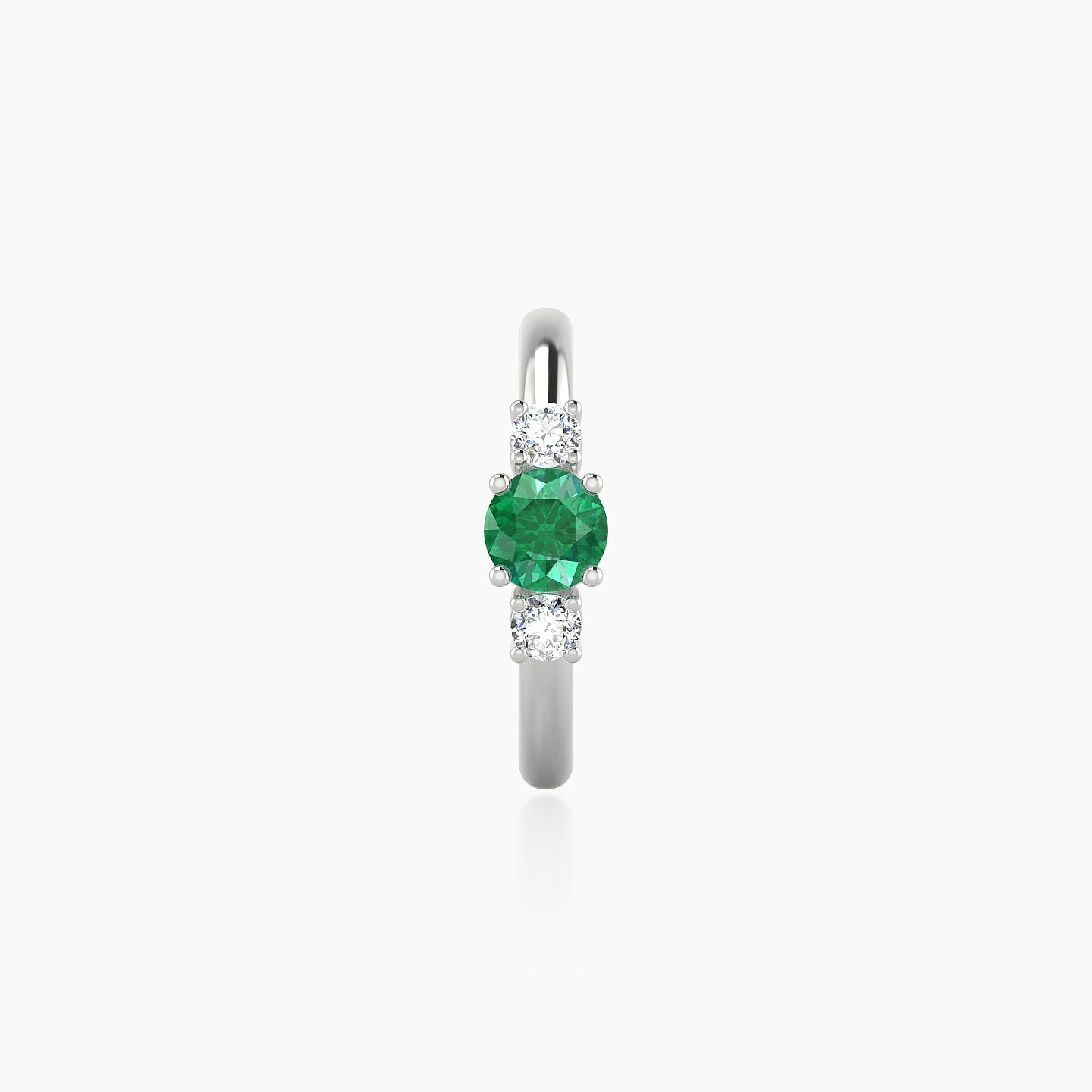 Grace | 18k White Gold 9.5 mm Trilogy Round Emerald & Diamond Hoop Piercing