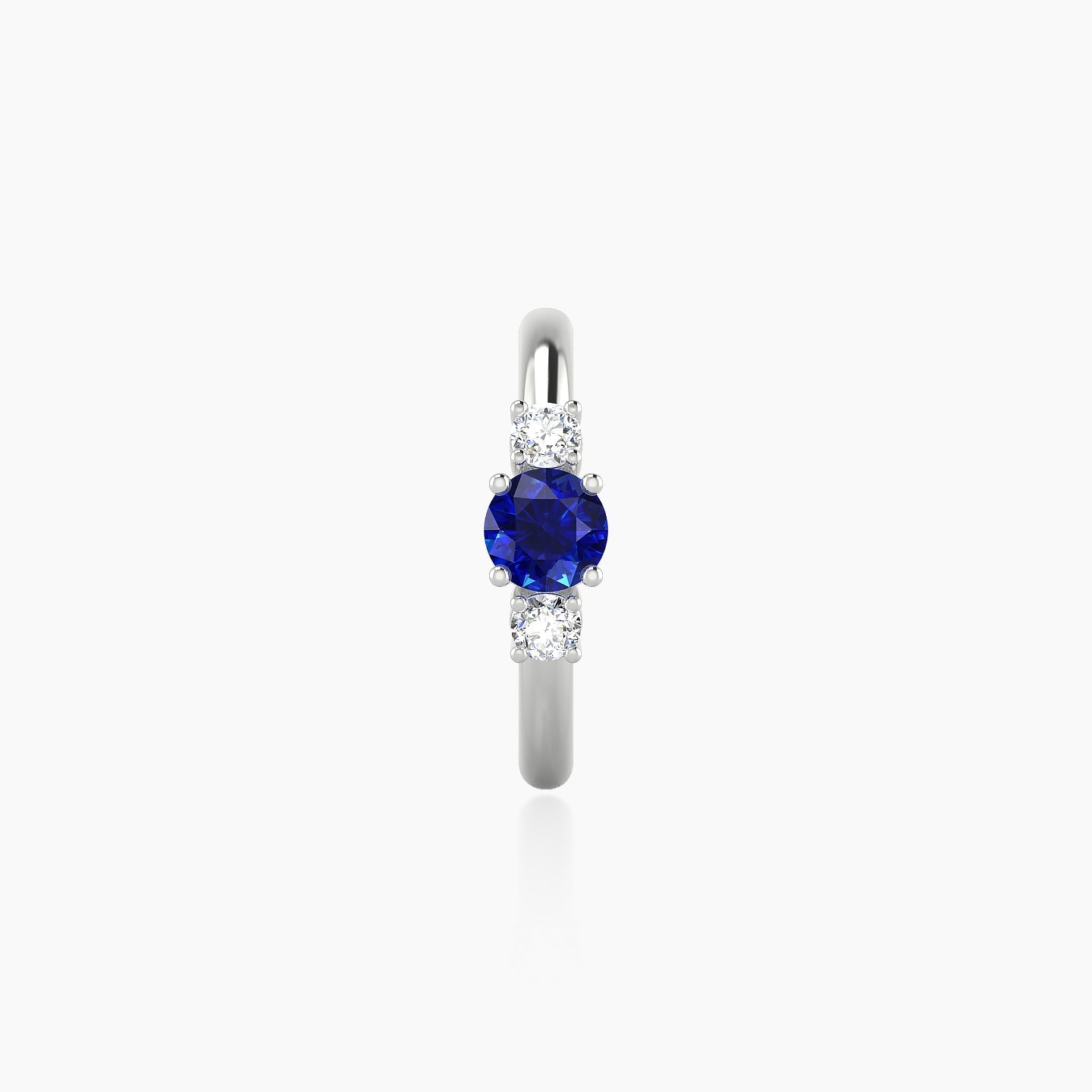 Grace | 18k White Gold 9.5 mm Trilogy Round Sapphire & Diamond Hoop Piercing