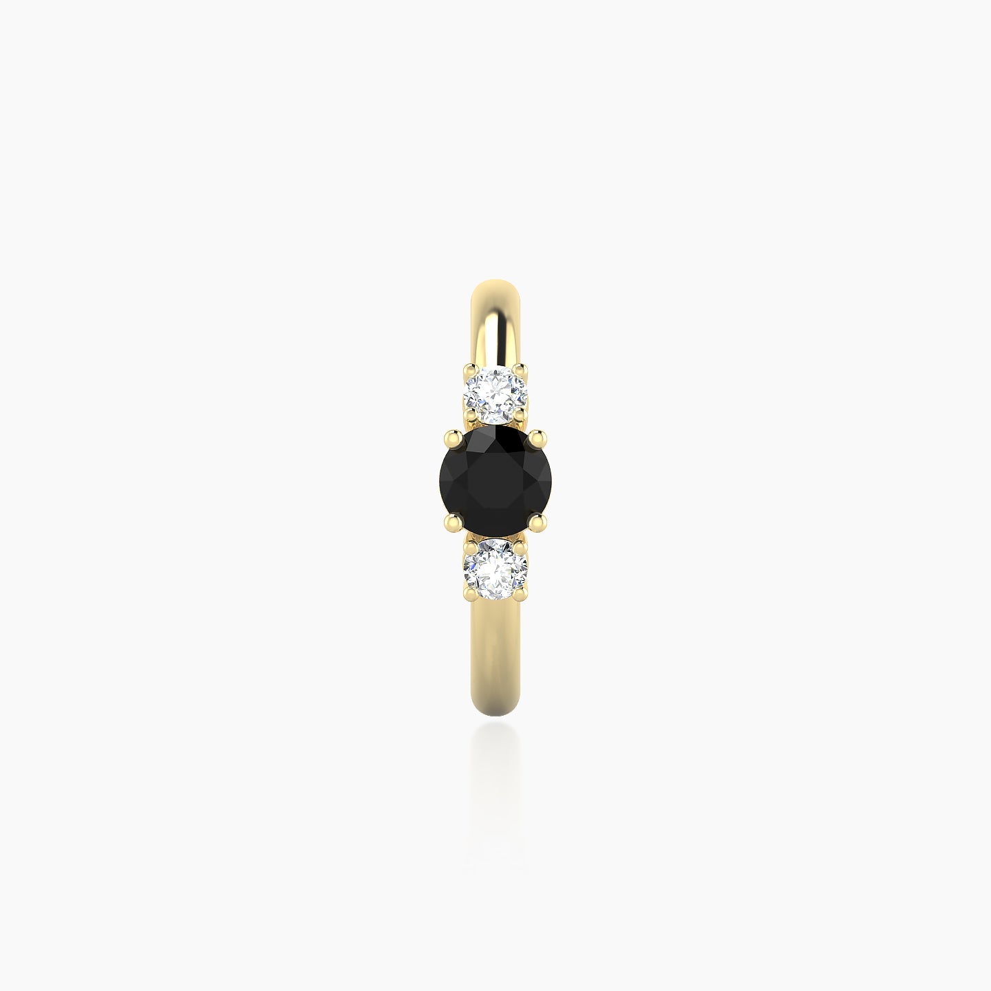 Grace | 18k Yellow Gold 9.5 mm Trilogy Round Black Diamond & Diamond Hoop Piercing