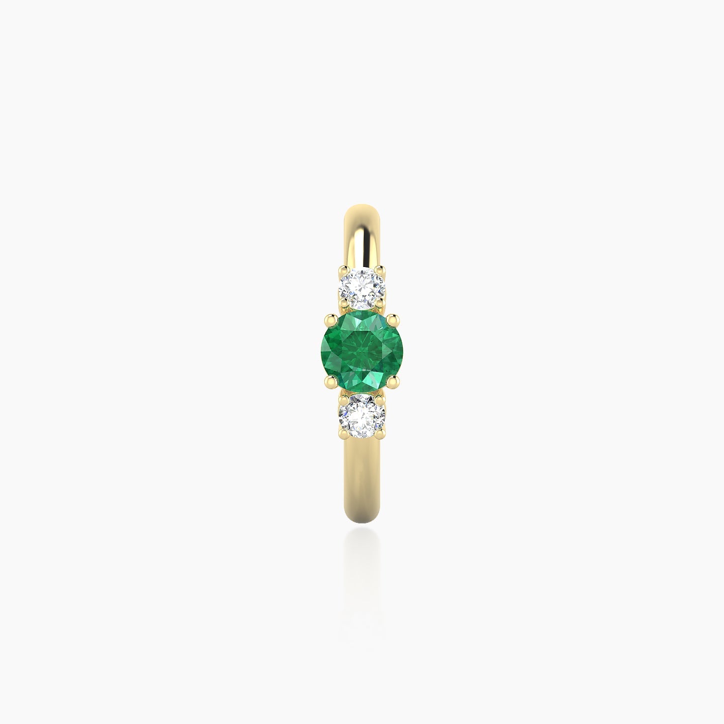 Grace | 18k Yellow Gold 9.5 mm Trilogy Round Emerald & Diamond Hoop Piercing