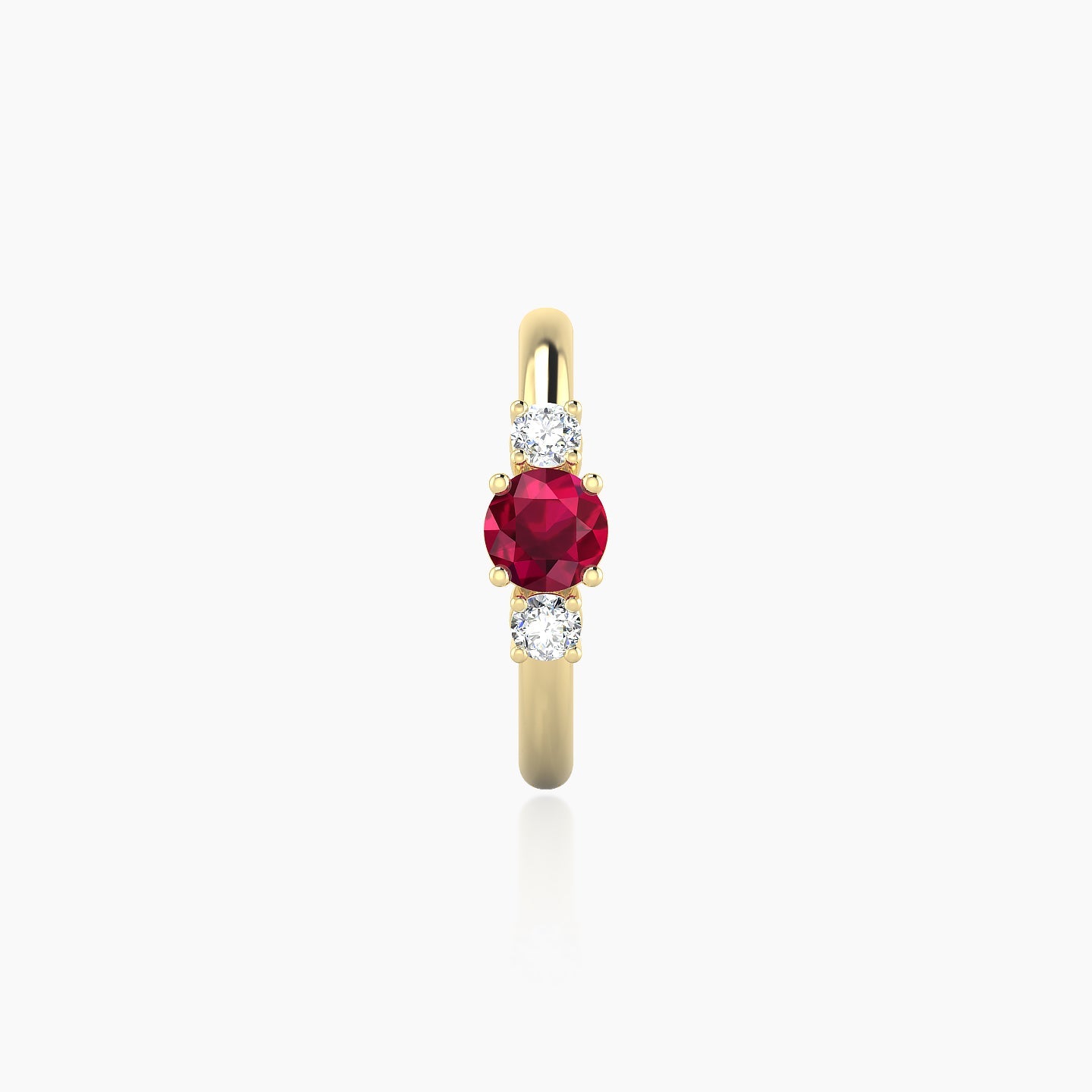 Grace | 18k Yellow Gold 9.5 mm Trilogy Round Ruby & Diamond Hoop Piercing