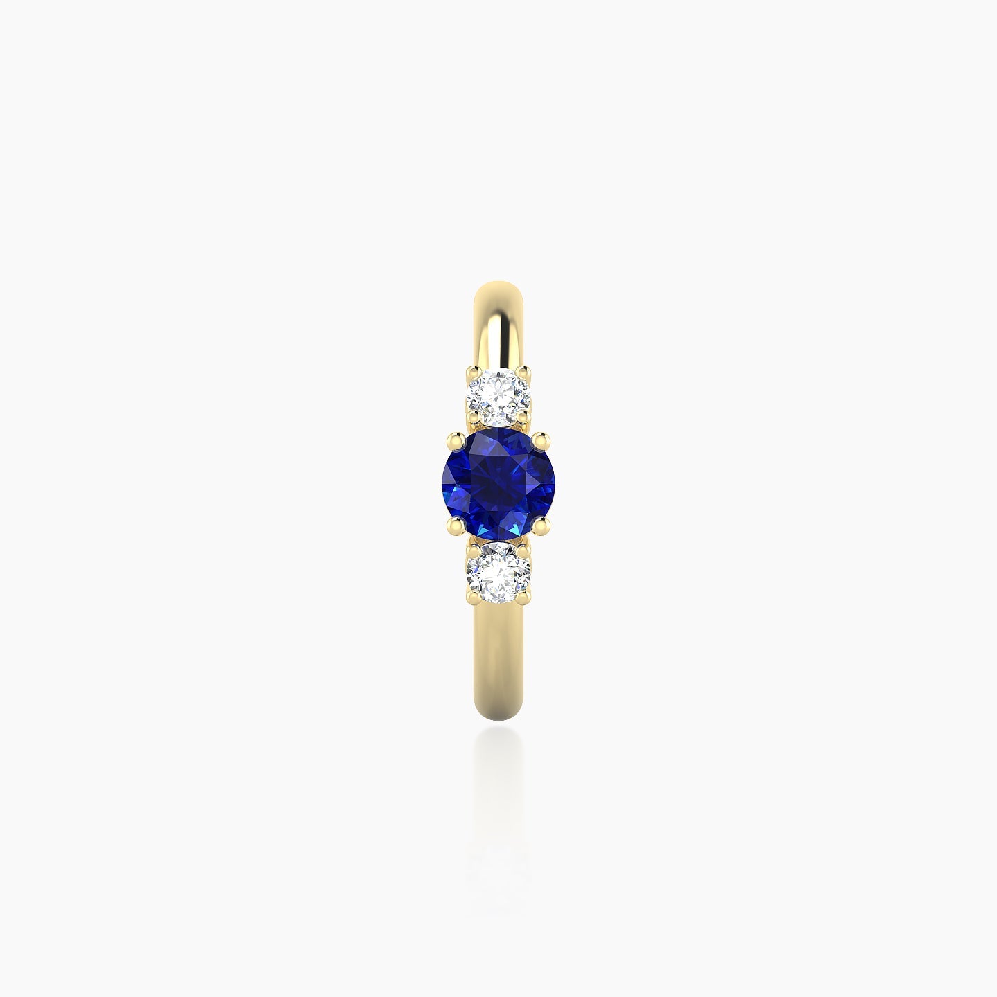 Grace | 18k Yellow Gold 9.5 mm Trilogy Round Sapphire & Diamond Hoop Piercing