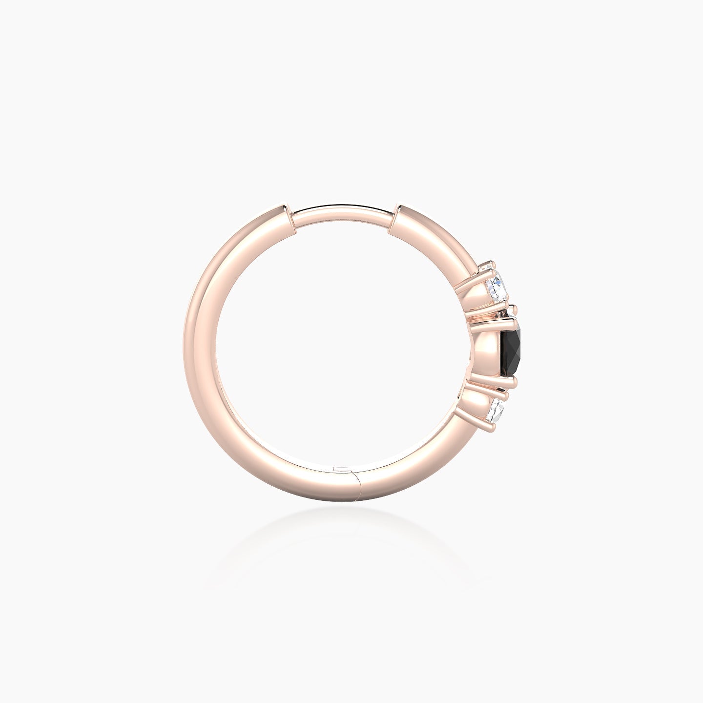 Grace | 18k Rose Gold 9.5 mm Trilogy Round Black Diamond & Diamond Hoop Piercing