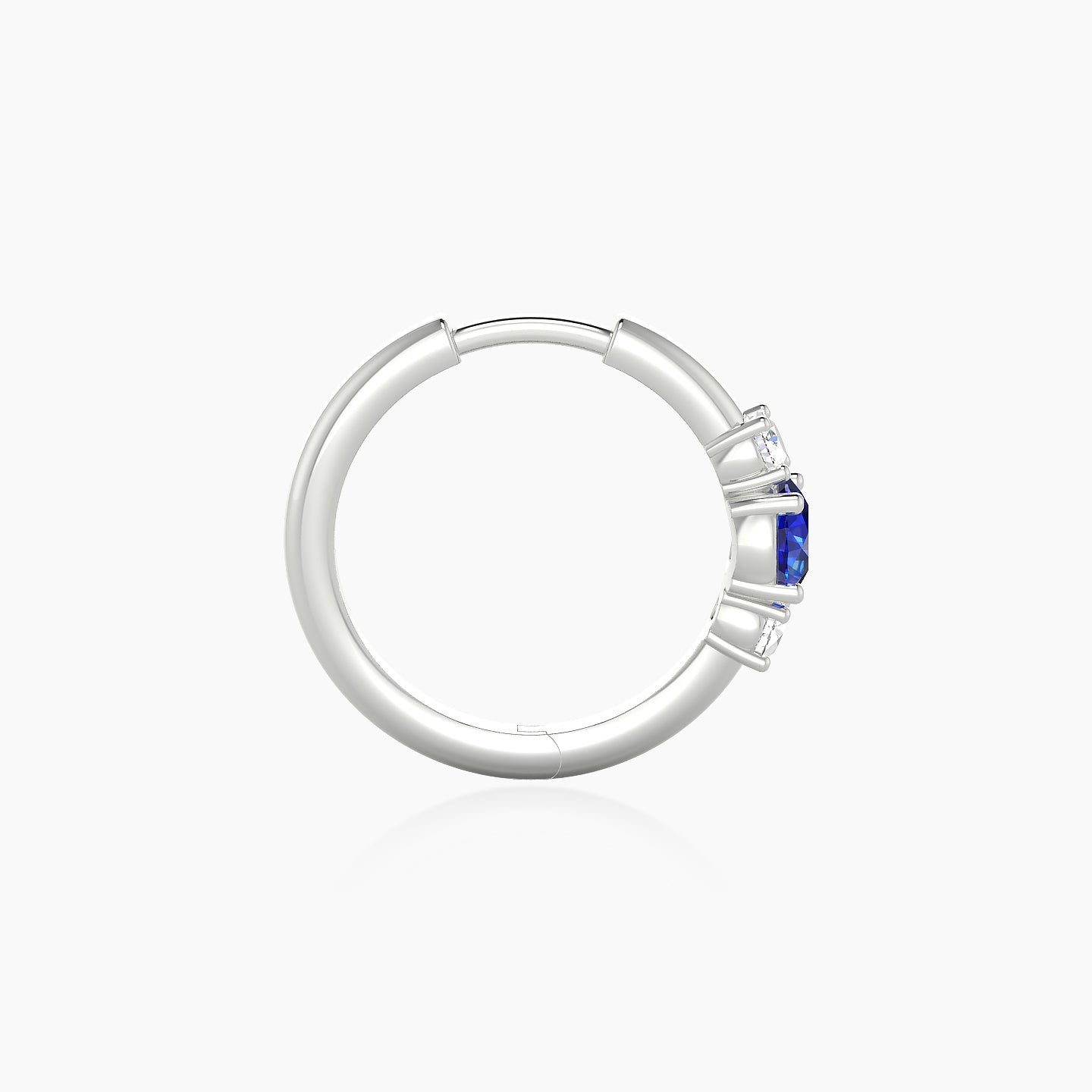 Grace | 18k White Gold 9.5 mm Trilogy Round Sapphire & Diamond Hoop Piercing