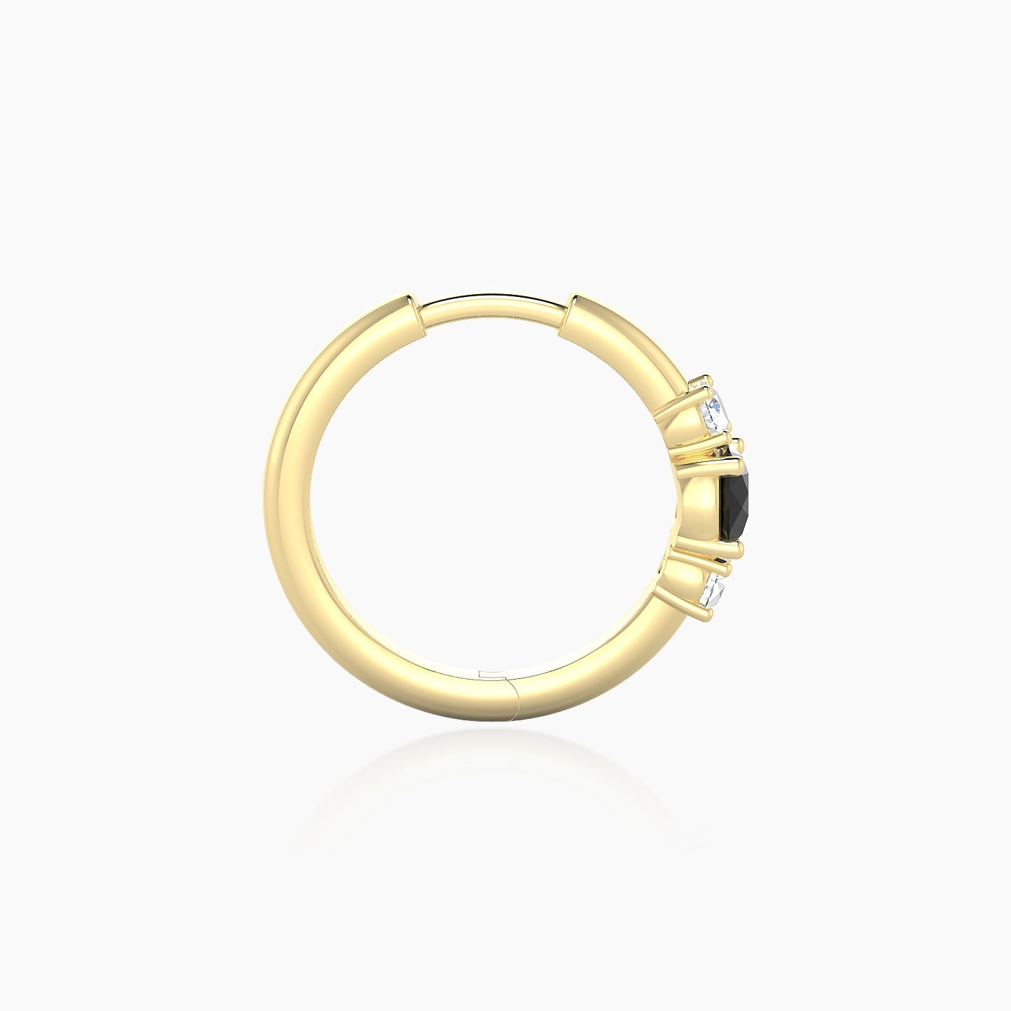 Grace | 18k Yellow Gold 9.5 mm Trilogy Round Black Diamond & Diamond Hoop Piercing