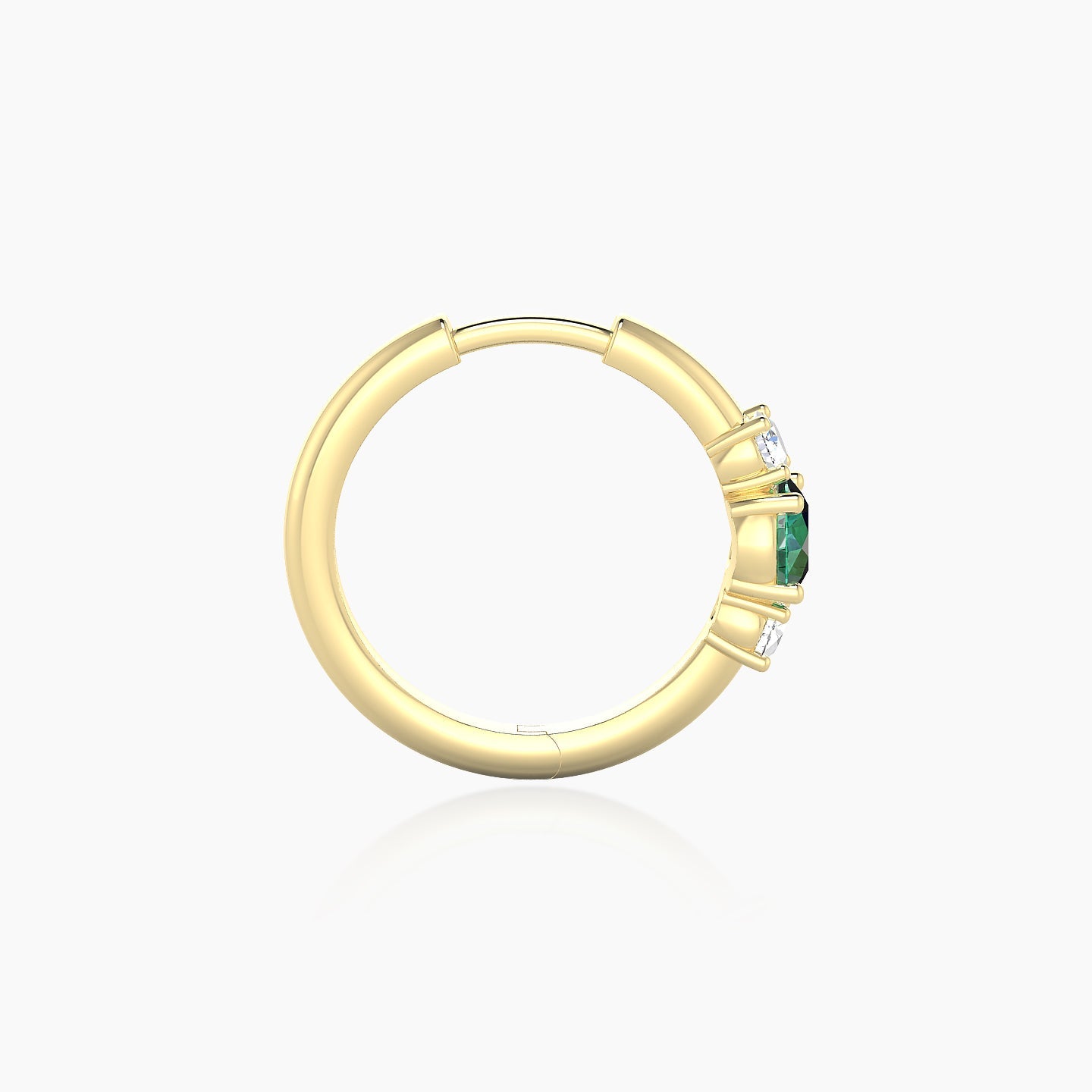 Grace | 18k Yellow Gold 9.5 mm Trilogy Round Emerald & Diamond Hoop Piercing