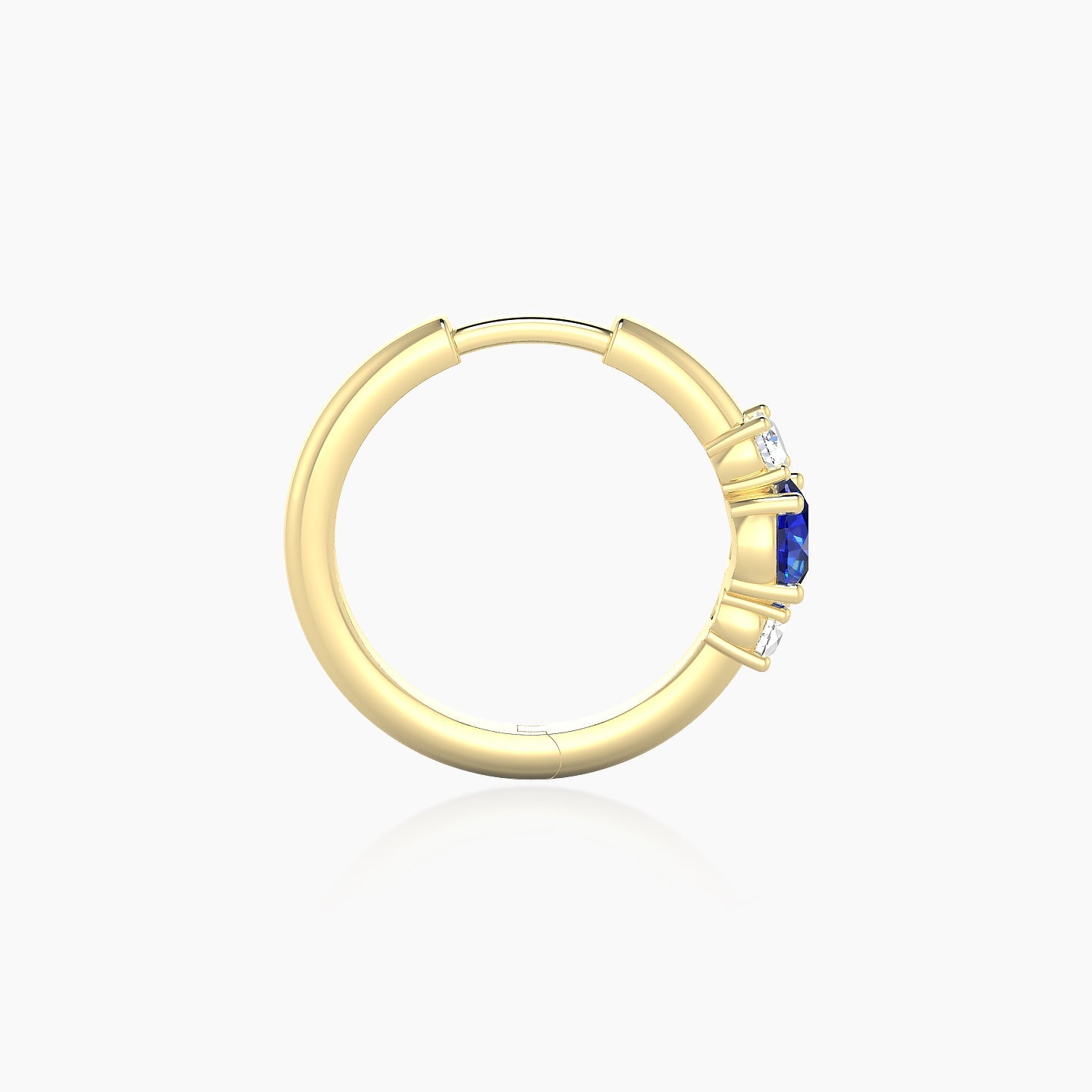 Grace | 18k Yellow Gold 9.5 mm Trilogy Round Sapphire & Diamond Hoop Piercing