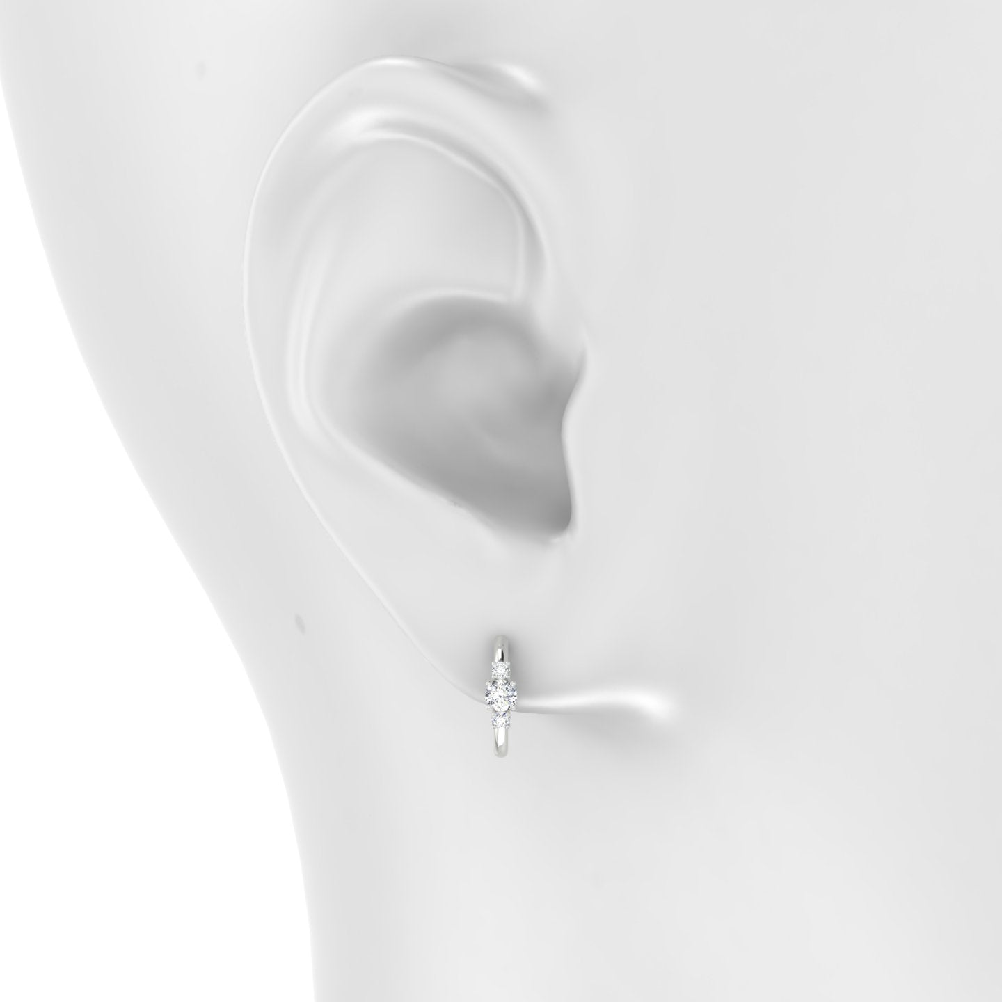 Grace | 18k White Gold 9.5 mm Trilogy Round Diamond Hoop Piercing