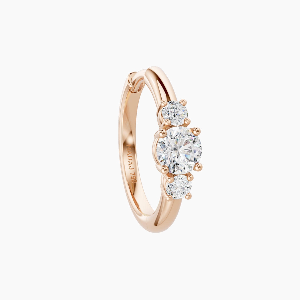 Grace | 18k Rose Gold 9.5 mm Trilogy Round Diamond Nose Ring Piercing