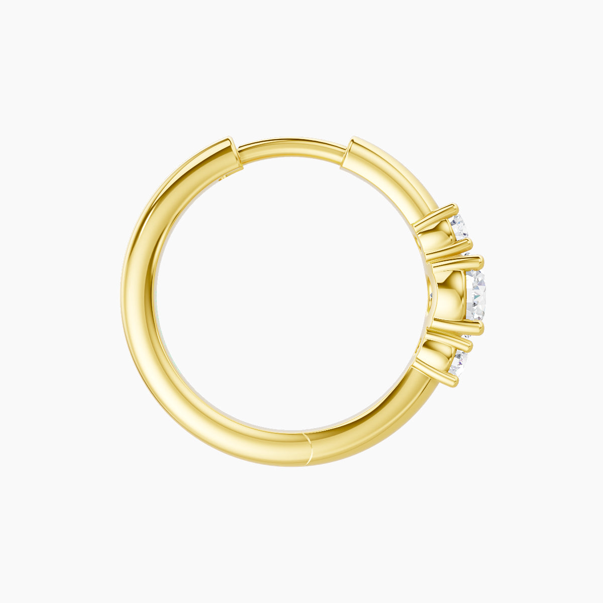 Grace | 18k Yellow Gold 9.5 mm Trilogy Round Diamond Nose Ring Piercing