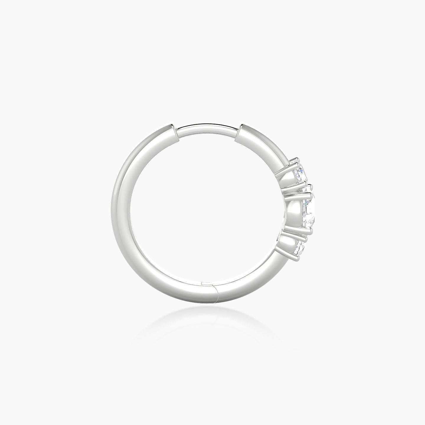 Grace | 18k White Gold 9.5 mm Trilogy Round Diamond Nose Ring Piercing