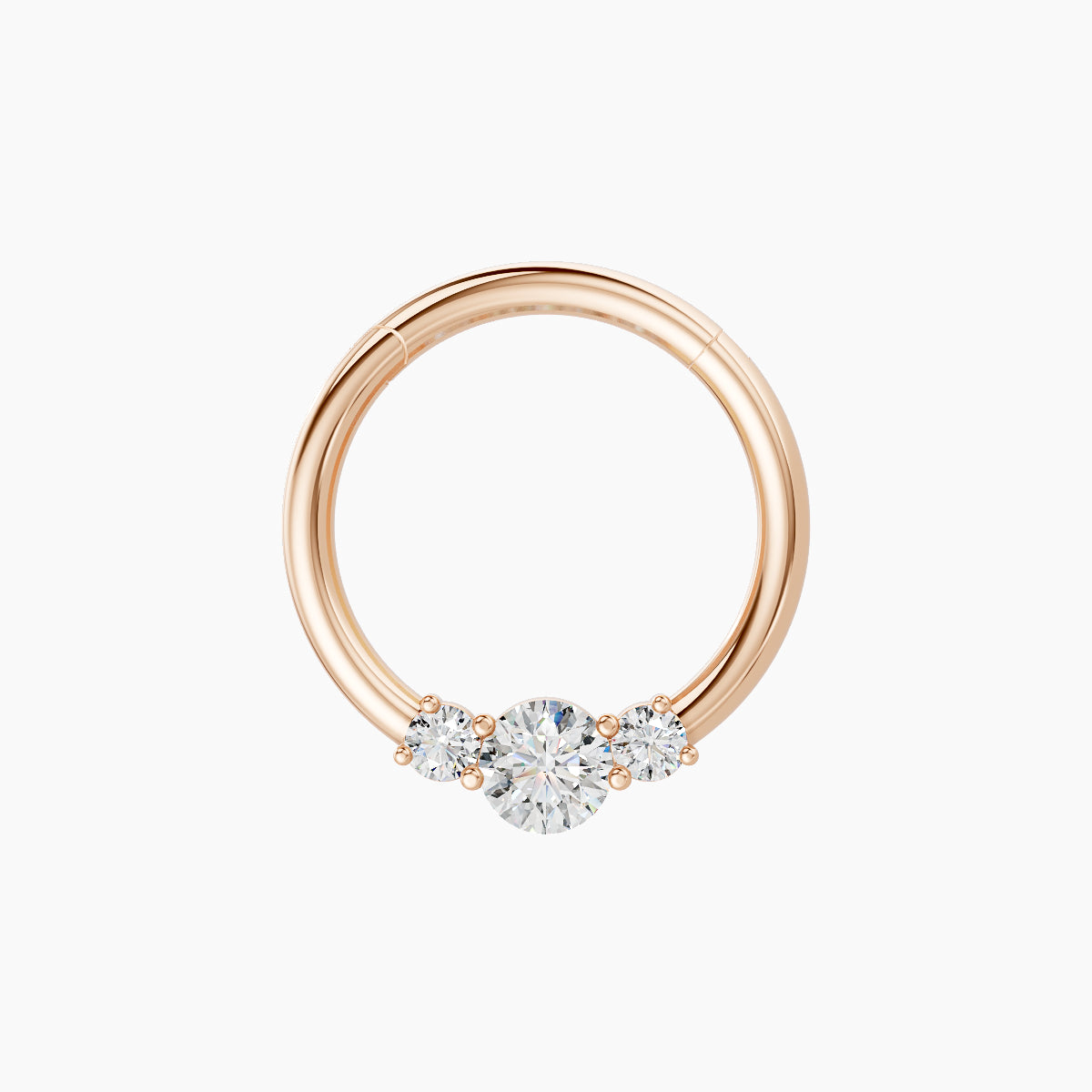Grace | 18k Rose Gold 9.5 mm Trilogy Round Diamond Septum Piercing