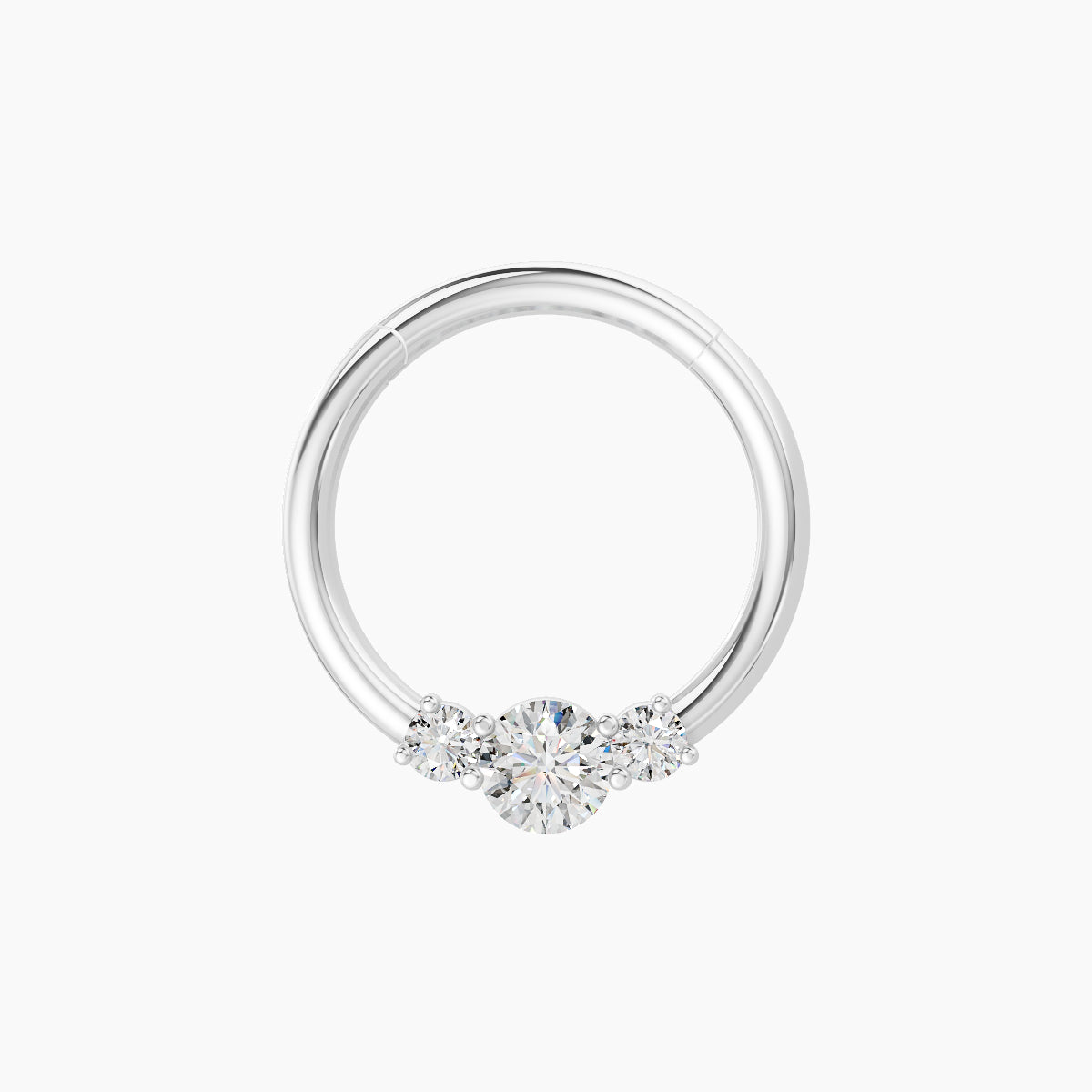 Grace | 18k White Gold 9.5 mm Trilogy Round Diamond Septum Piercing