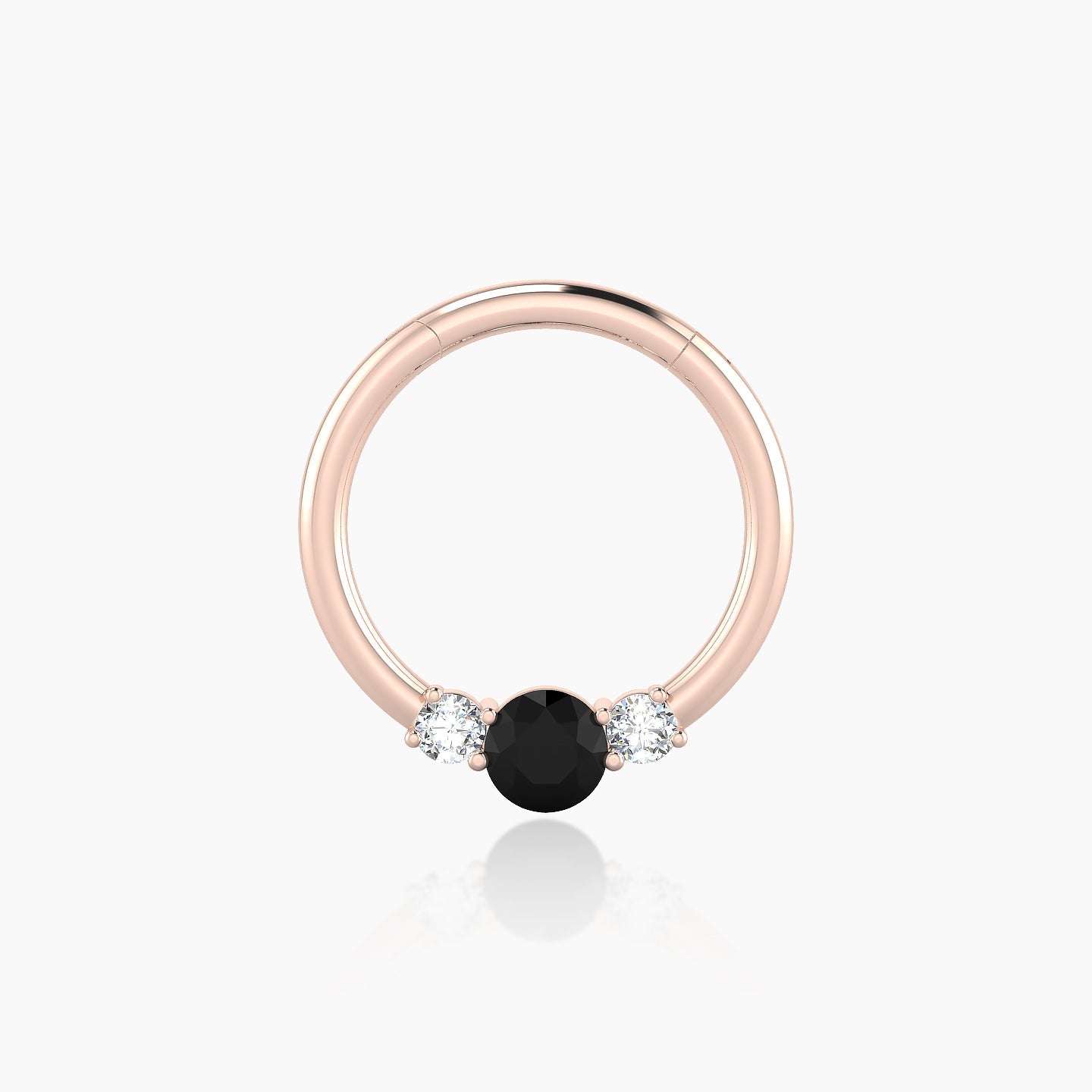 Grace | 18k Rose Gold 9.5 mm Trilogy Round Black Diamond & Diamond Septum Piercing