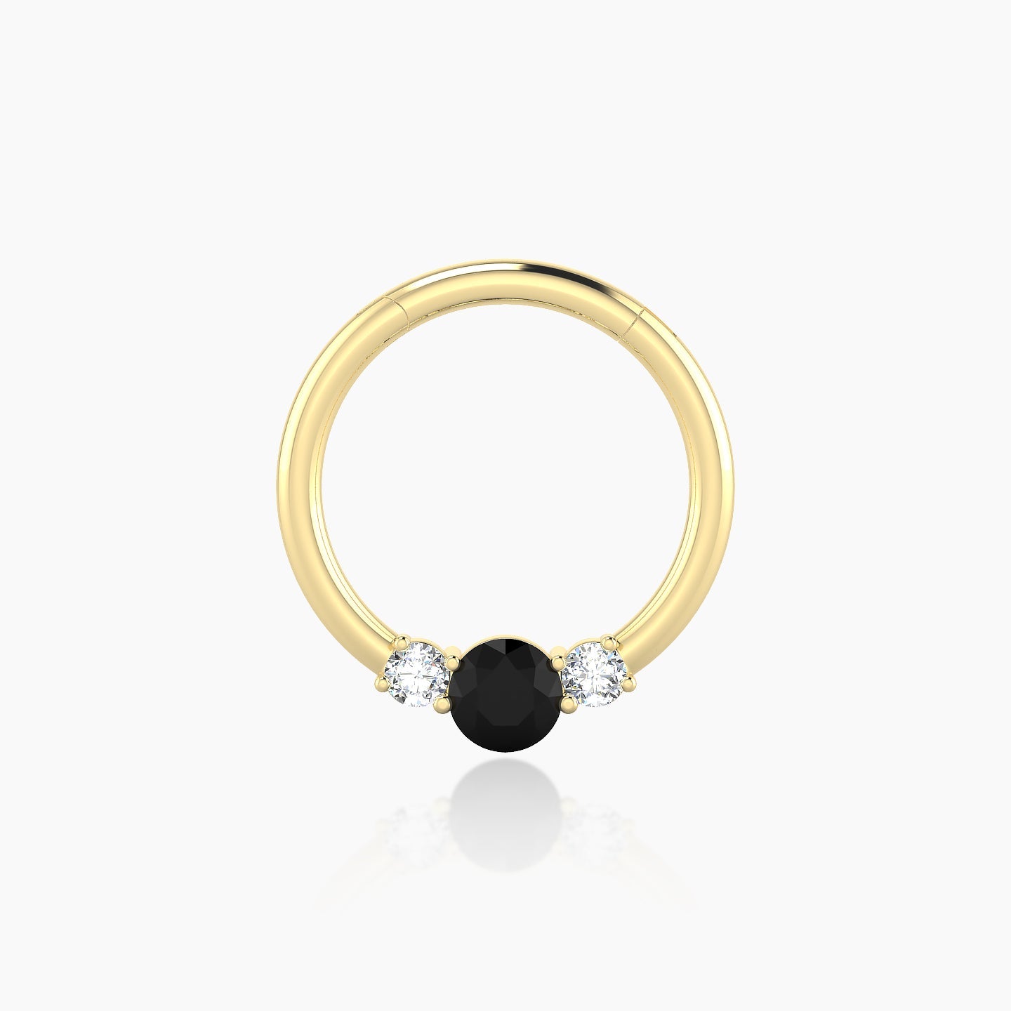 Grace | 18k Yellow Gold 9.5 mm Trilogy Round Black Diamond & Diamond Septum Piercing