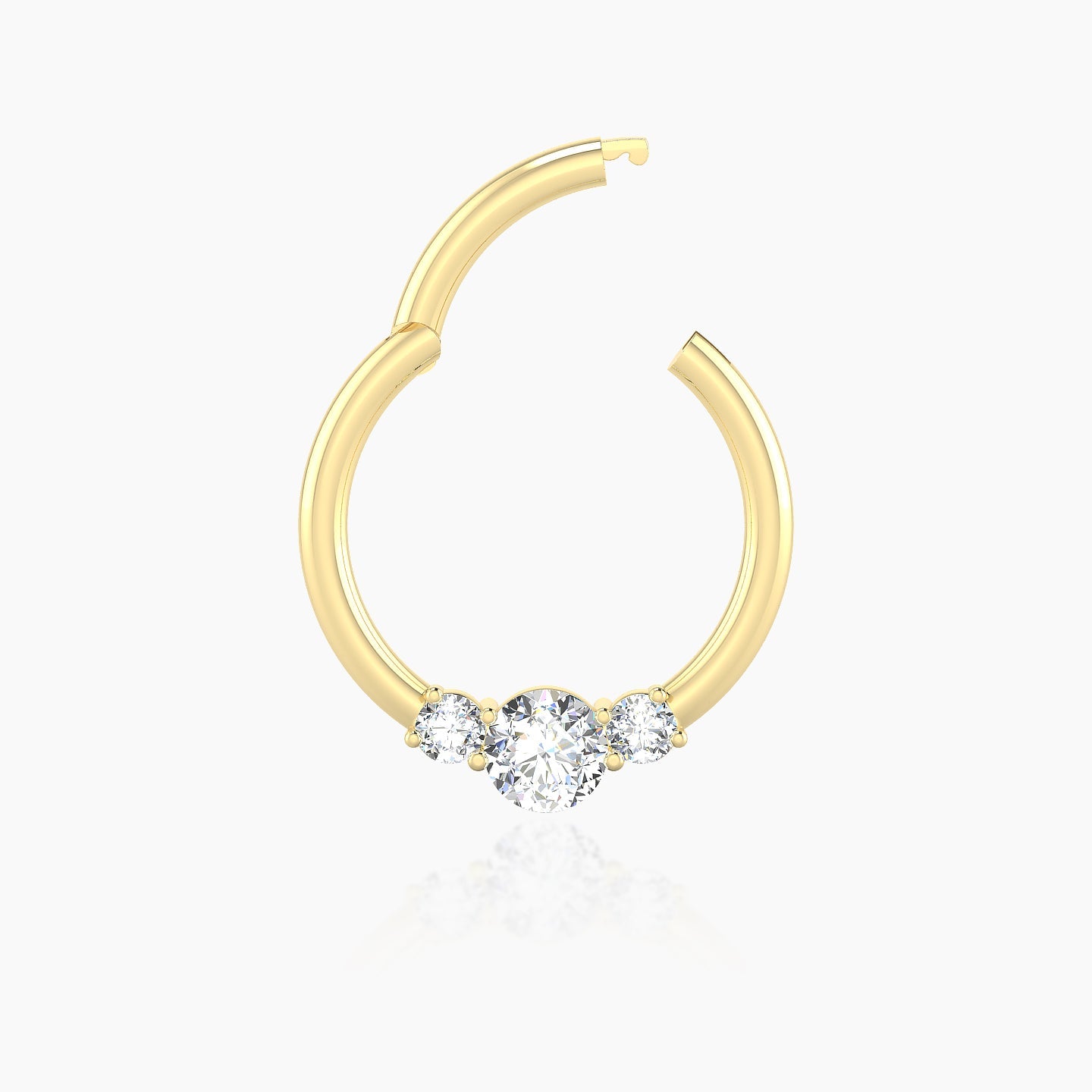 Grace | 18k Yellow Gold 9.5 mm Trilogy Round Diamond Septum Piercing