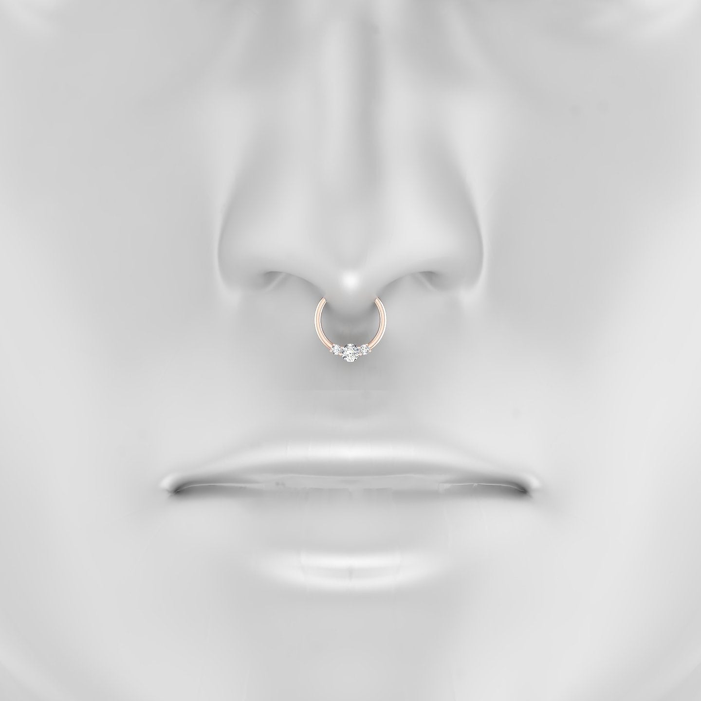 Grace | 18k Rose Gold 9.5 mm Trilogy Round Diamond Septum Piercing