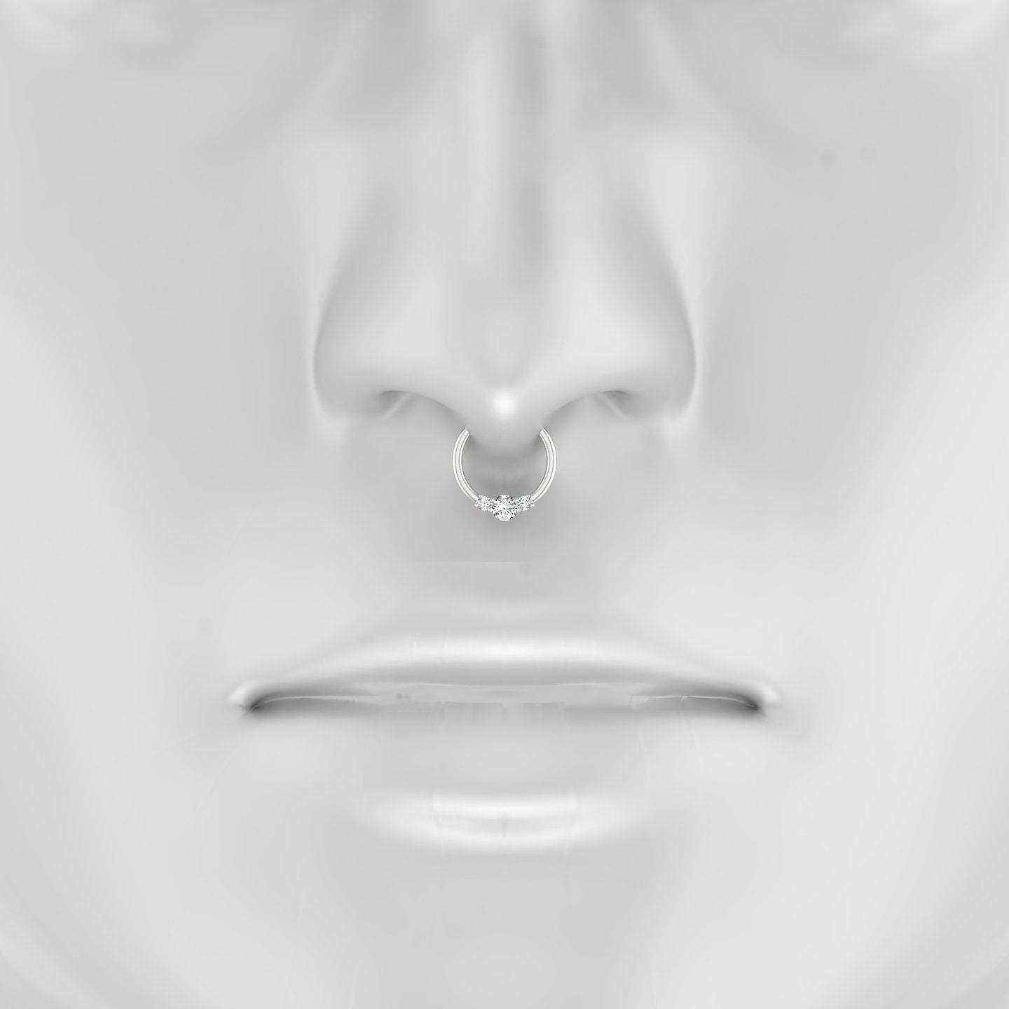 Grace | 18k White Gold 9.5 mm Trilogy Round Diamond Septum Piercing