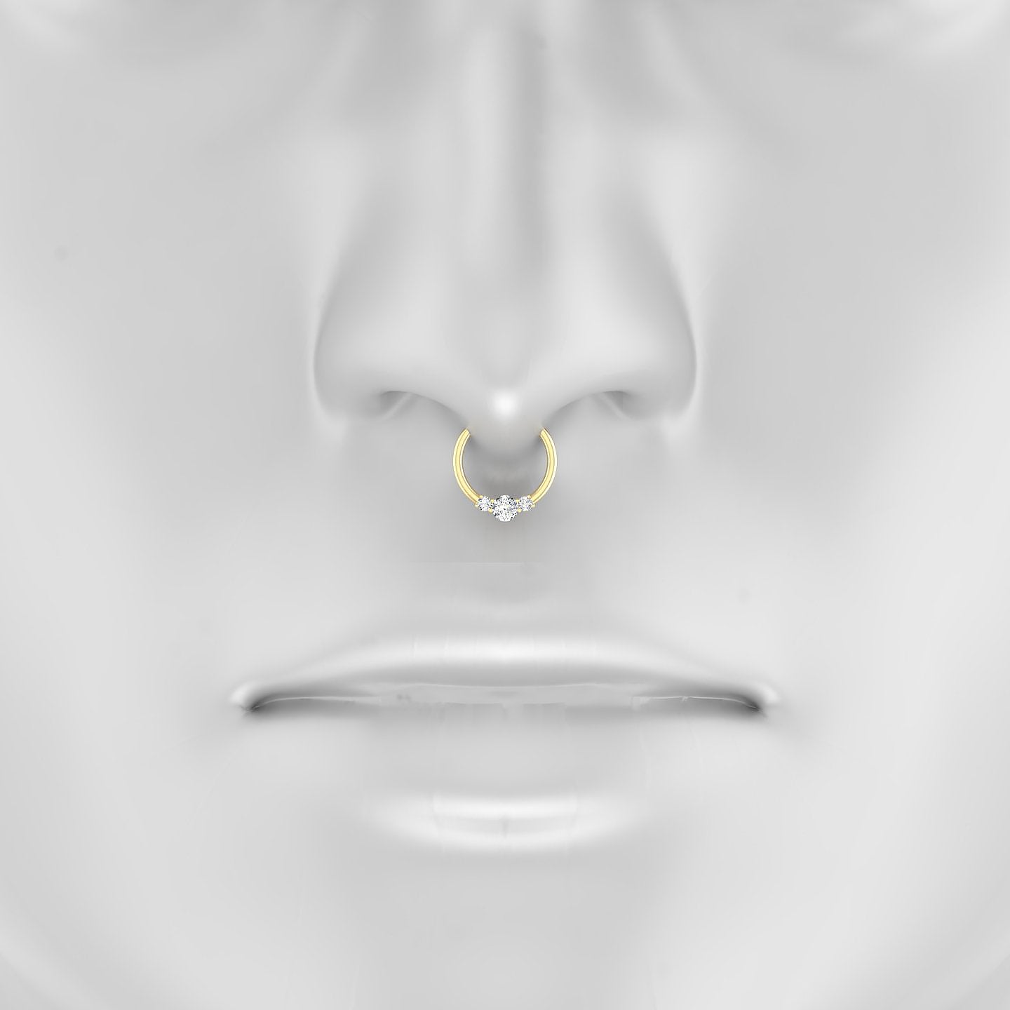 Grace | 18k Yellow Gold 9.5 mm Trilogy Round Diamond Septum Piercing