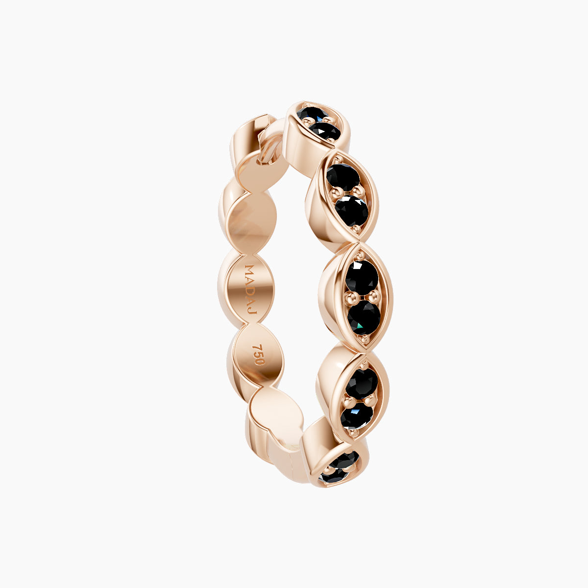 Hathor | 18k Rose Gold 11 mm Black Diamond Hoop Piercing