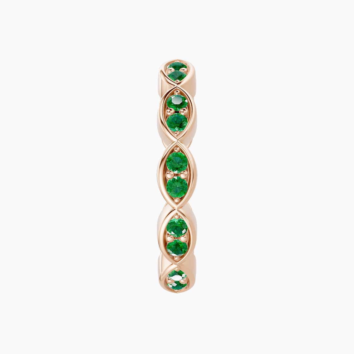 Hathor | 18k Rose Gold 11 mm Emerald Hoop Piercing
