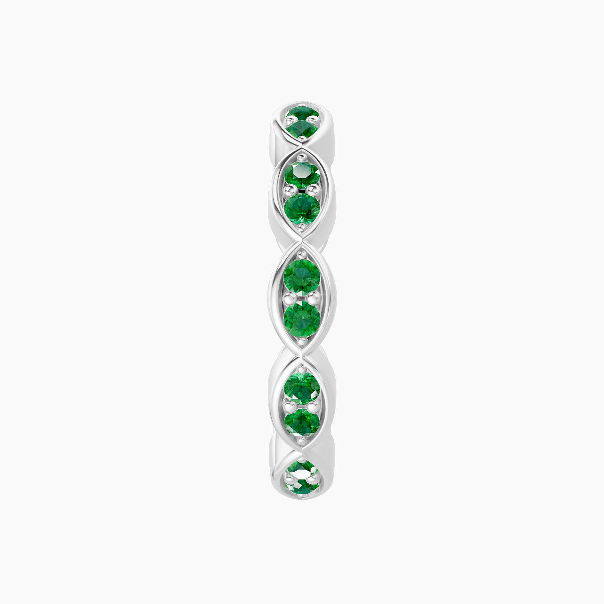 Hathor | 18k White Gold 11 mm Emerald Hoop Piercing