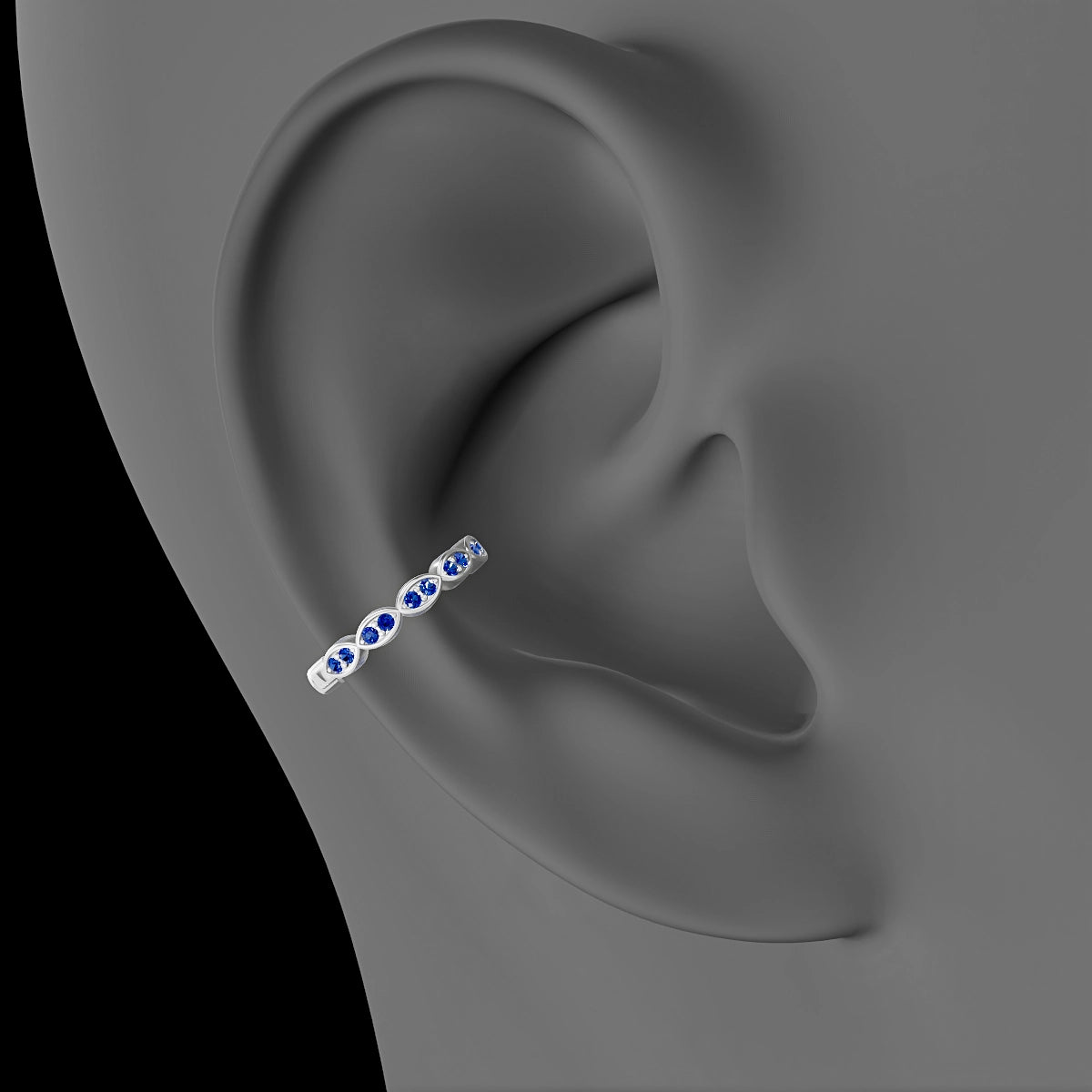 Hathor | 18k White Gold 11 mm Sapphire Hoop Piercing