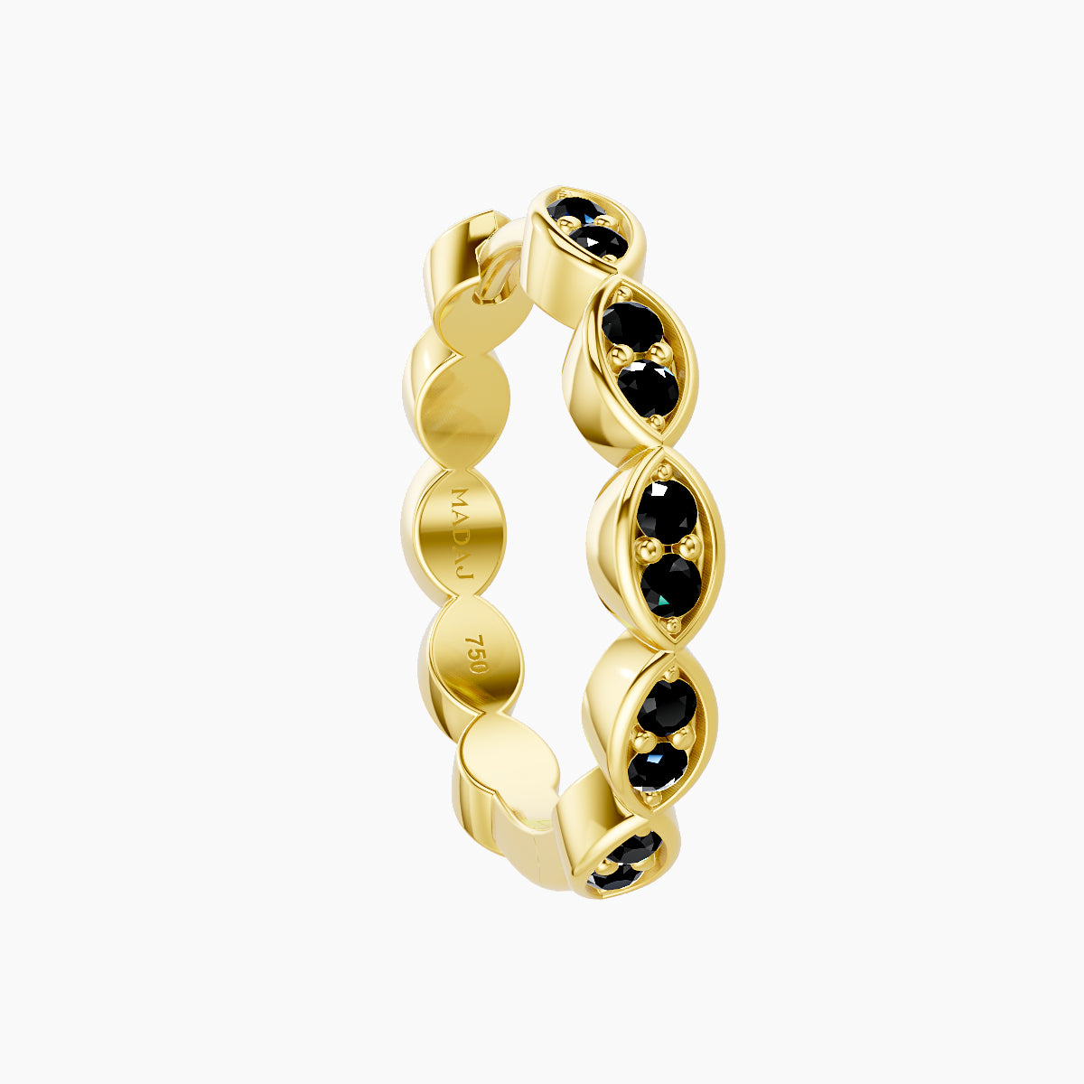 Hathor | 18k Yellow Gold 11 mm Black Diamond Hoop Piercing