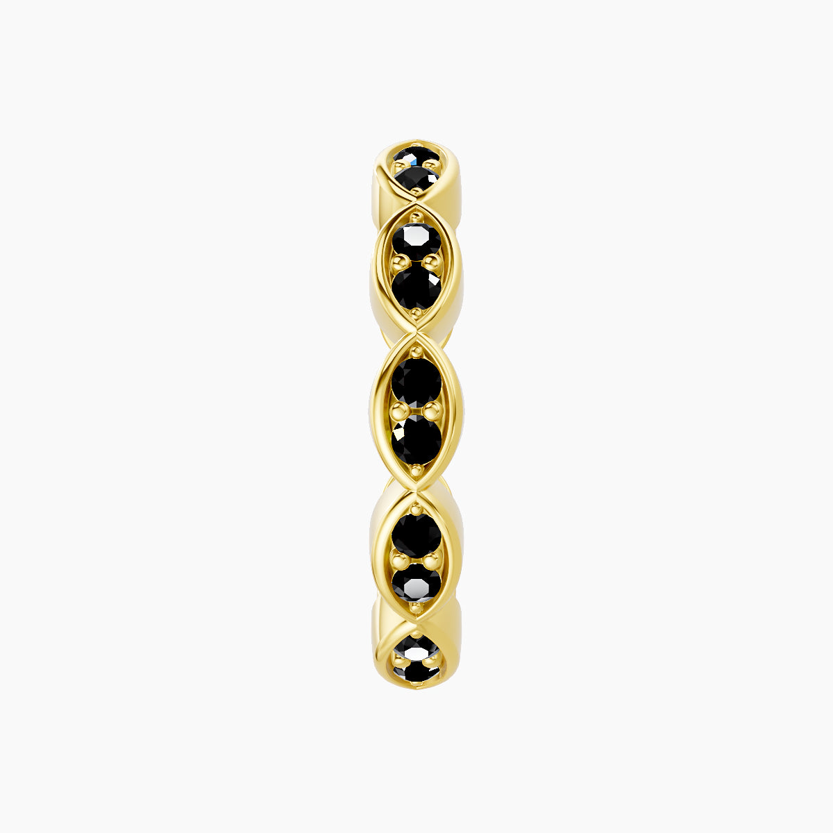 Hathor | 18k Yellow Gold 11 mm Black Diamond Hoop Piercing
