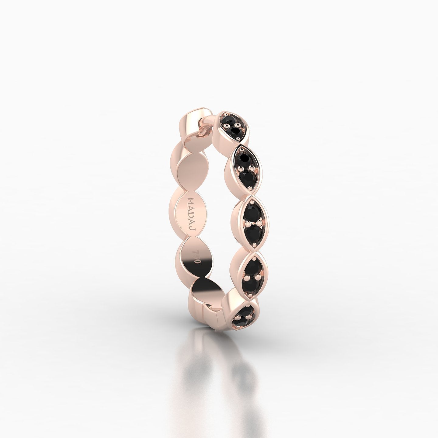 Hathor | 18k Rose Gold 11 mm Black Diamond Hoop Piercing