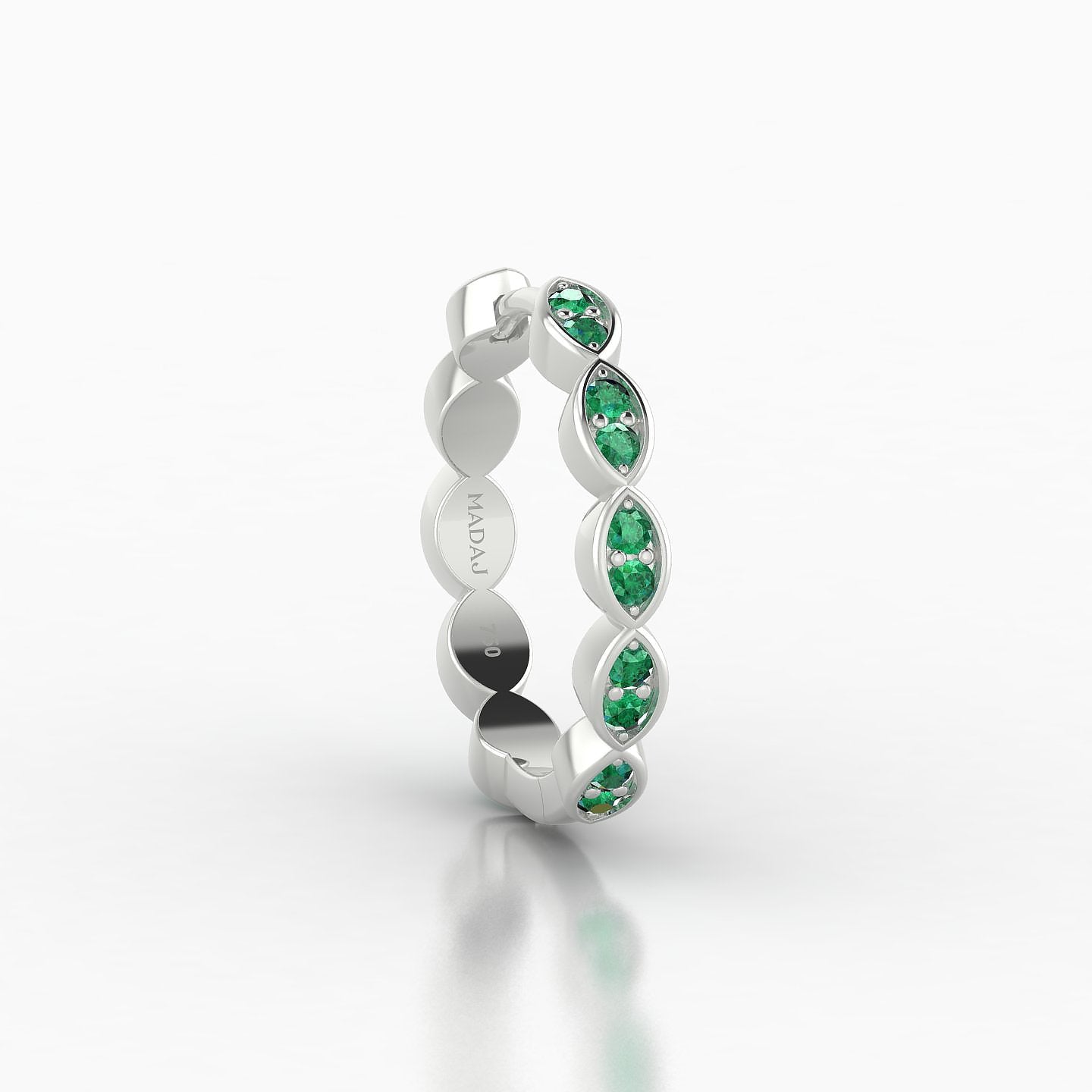 Hathor | 18k White Gold 11 mm Emerald Hoop Piercing