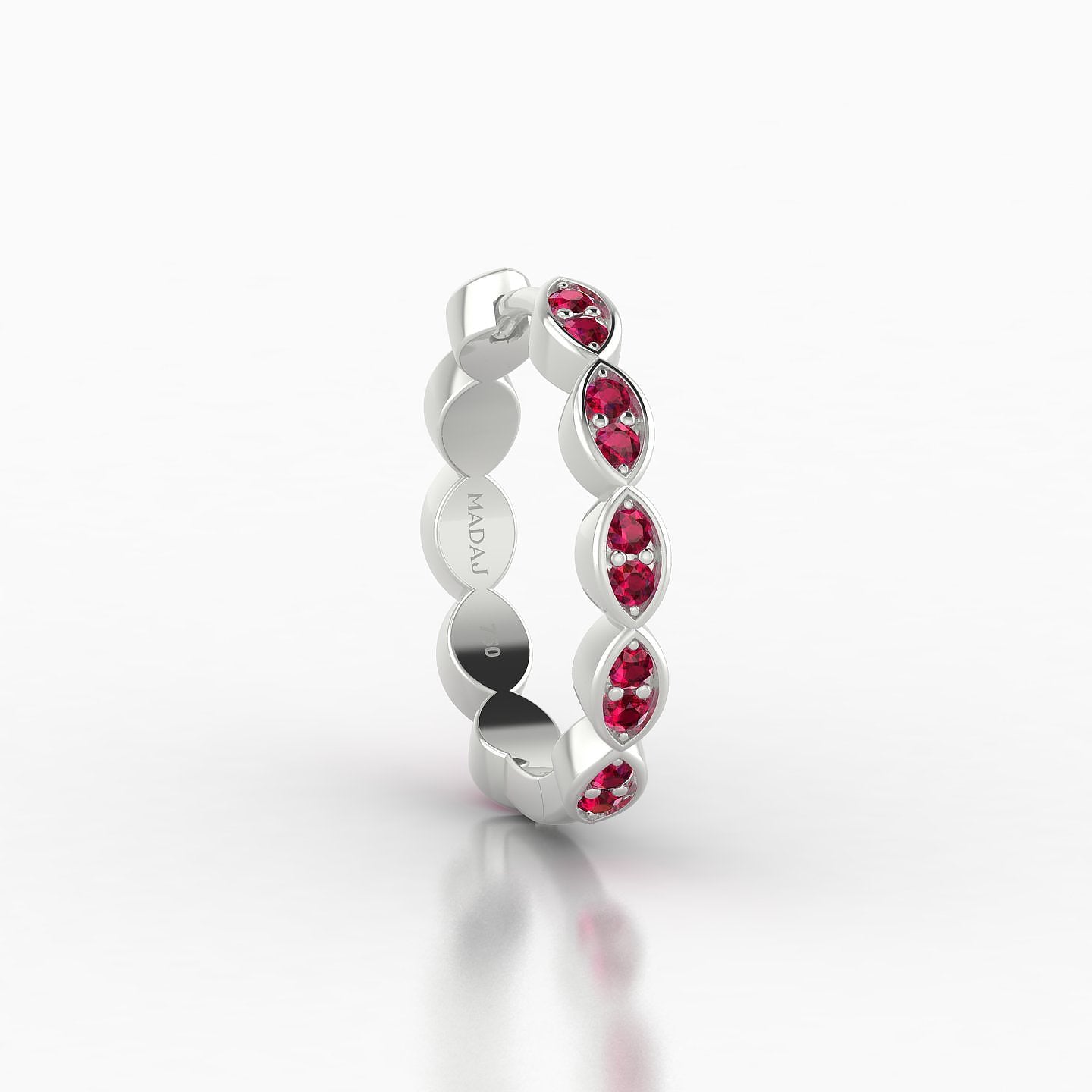 Hathor | 18k White Gold 11 mm Ruby Hoop Piercing