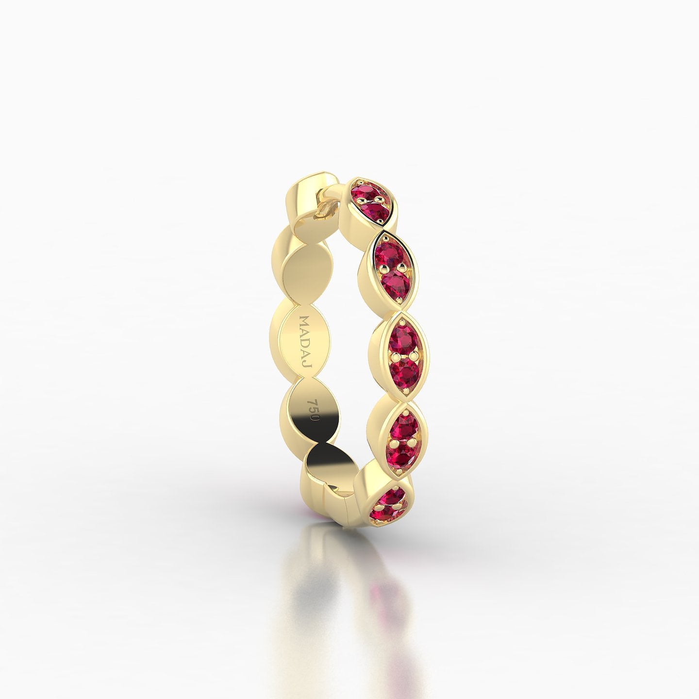 Hathor | 18k Yellow Gold 11 mm Ruby Hoop Piercing