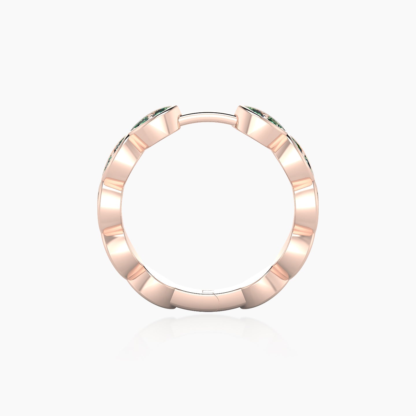 Hathor | 18k Rose Gold 11 mm Emerald Hoop Piercing