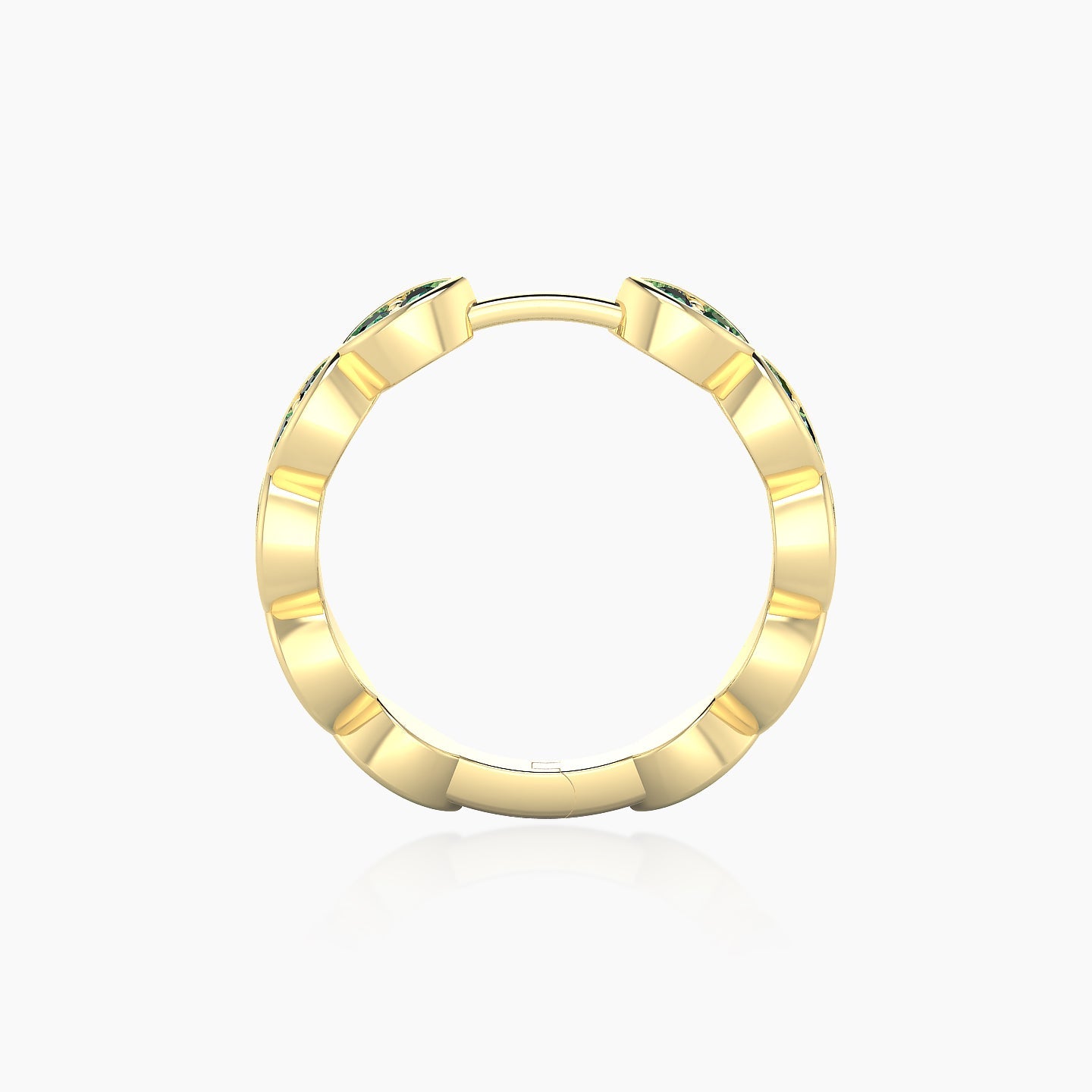 Hathor | 18k Yellow Gold 11 mm Emerald Hoop Piercing