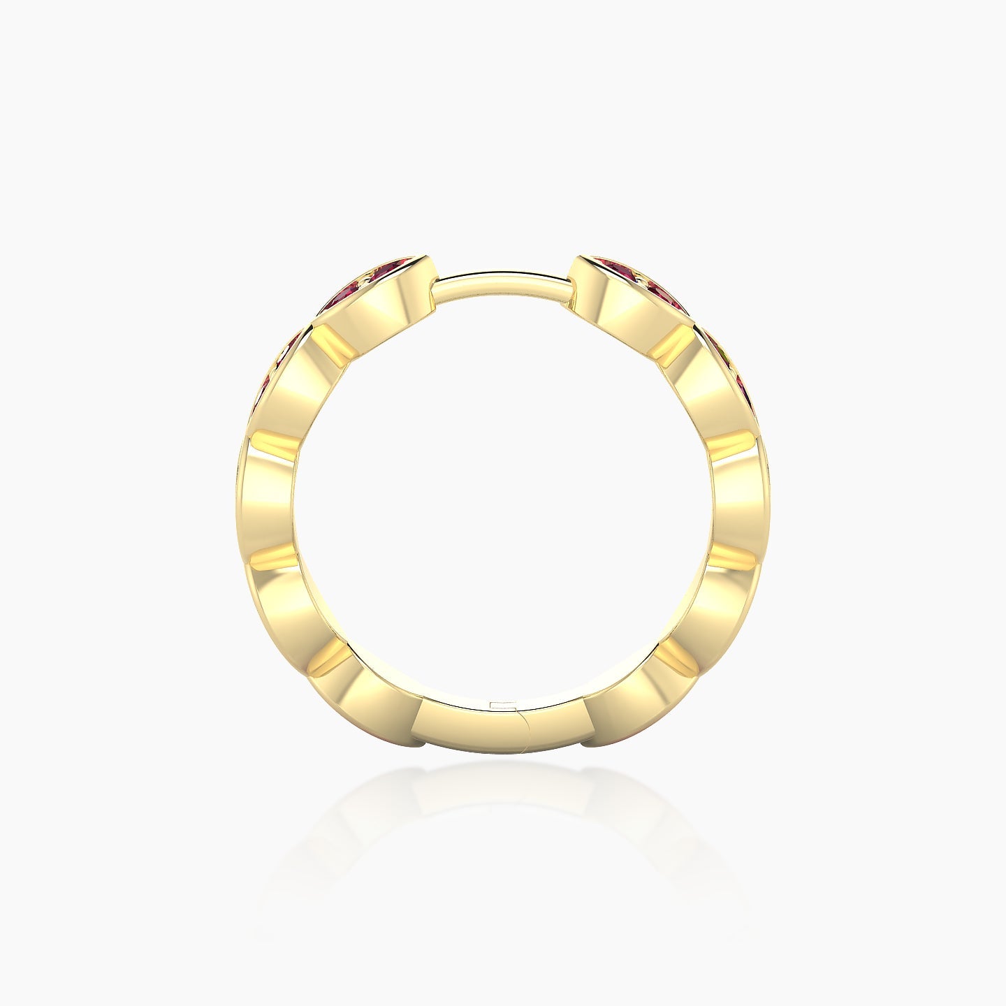 Hathor | 18k Yellow Gold 11 mm Ruby Hoop Piercing