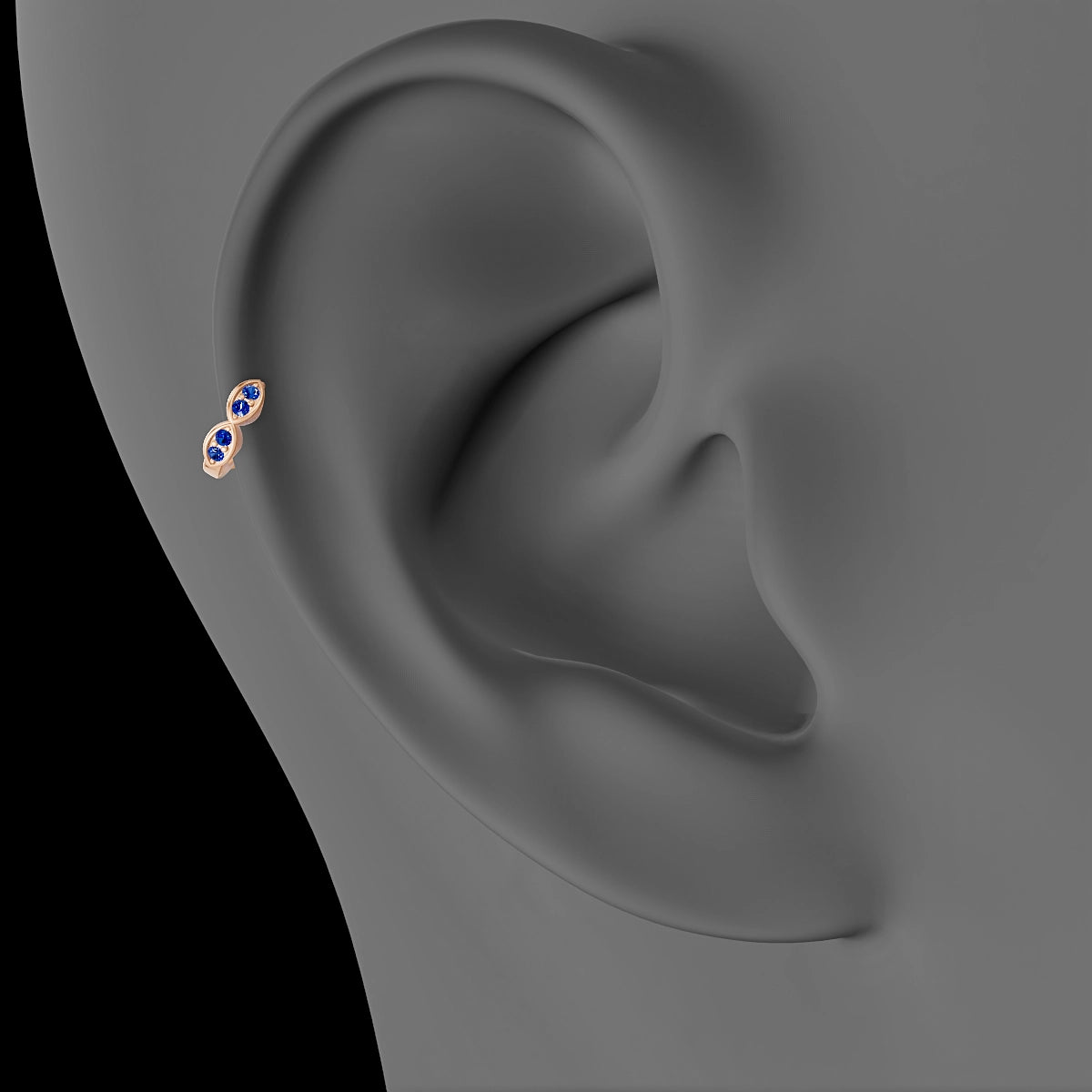 Hathor | 18k Rose Gold 5 mm Sapphire Hoop Piercing