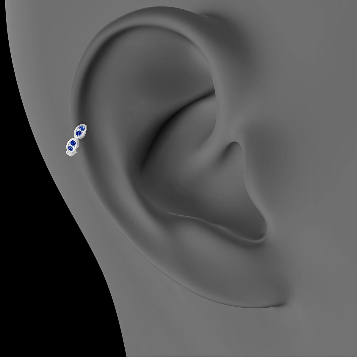 Hathor | 18k White Gold 5 mm Sapphire Hoop Piercing