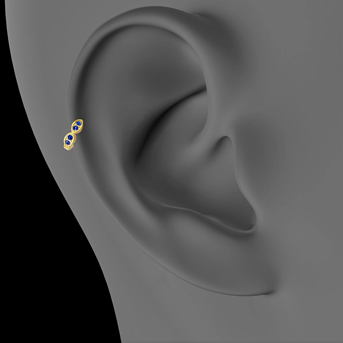 Hathor | 18k Yellow Gold 5 mm Sapphire Hoop Piercing