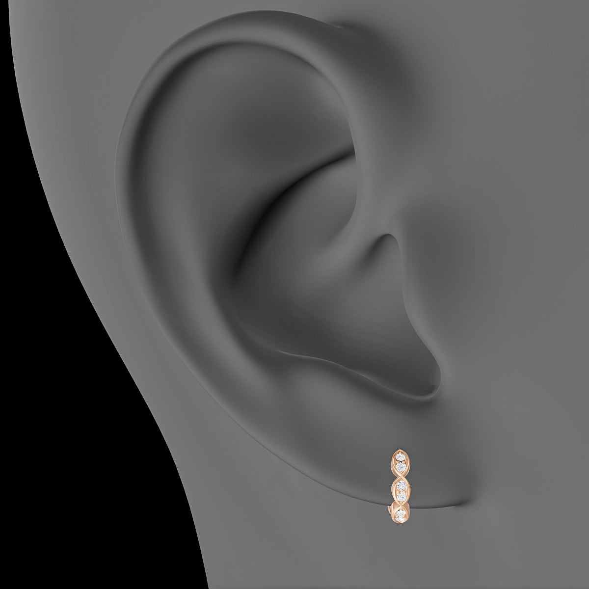 Hathor | 18k Rose Gold 6.5 mm Diamond Hoop Piercing