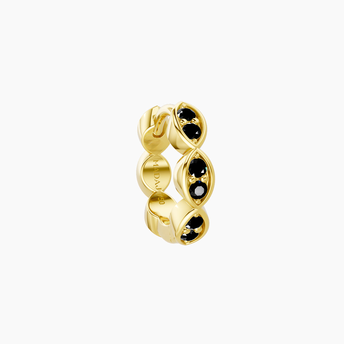 Hathor | 18k Yellow Gold 6.5 mm Black Diamond Hoop Piercing