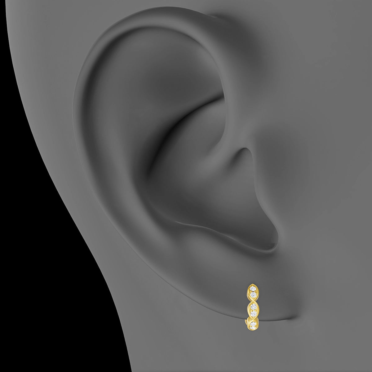 Hathor | 18k Yellow Gold 6.5 mm Diamond Hoop Piercing