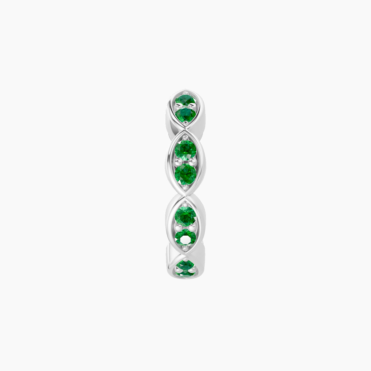 Hathor | 18k White Gold 8 mm Emerald Hoop Piercing