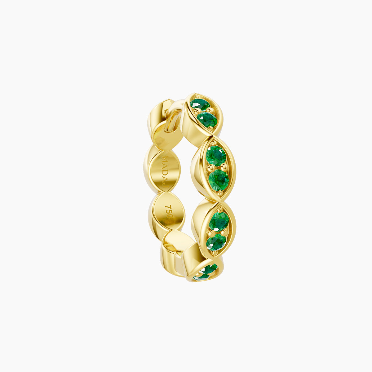 Hathor | 18k Yellow Gold 8 mm Emerald Hoop Piercing