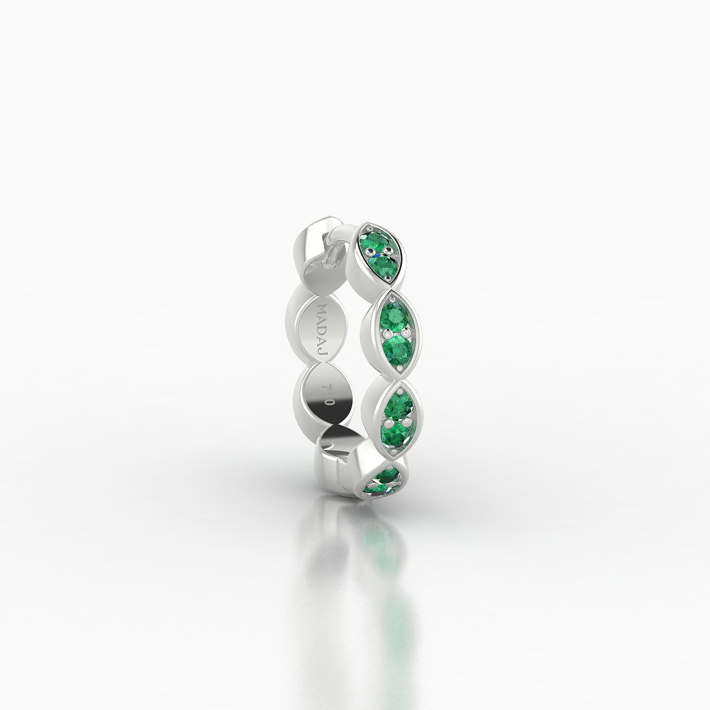 Hathor | 18k White Gold 8 mm Emerald Hoop Piercing