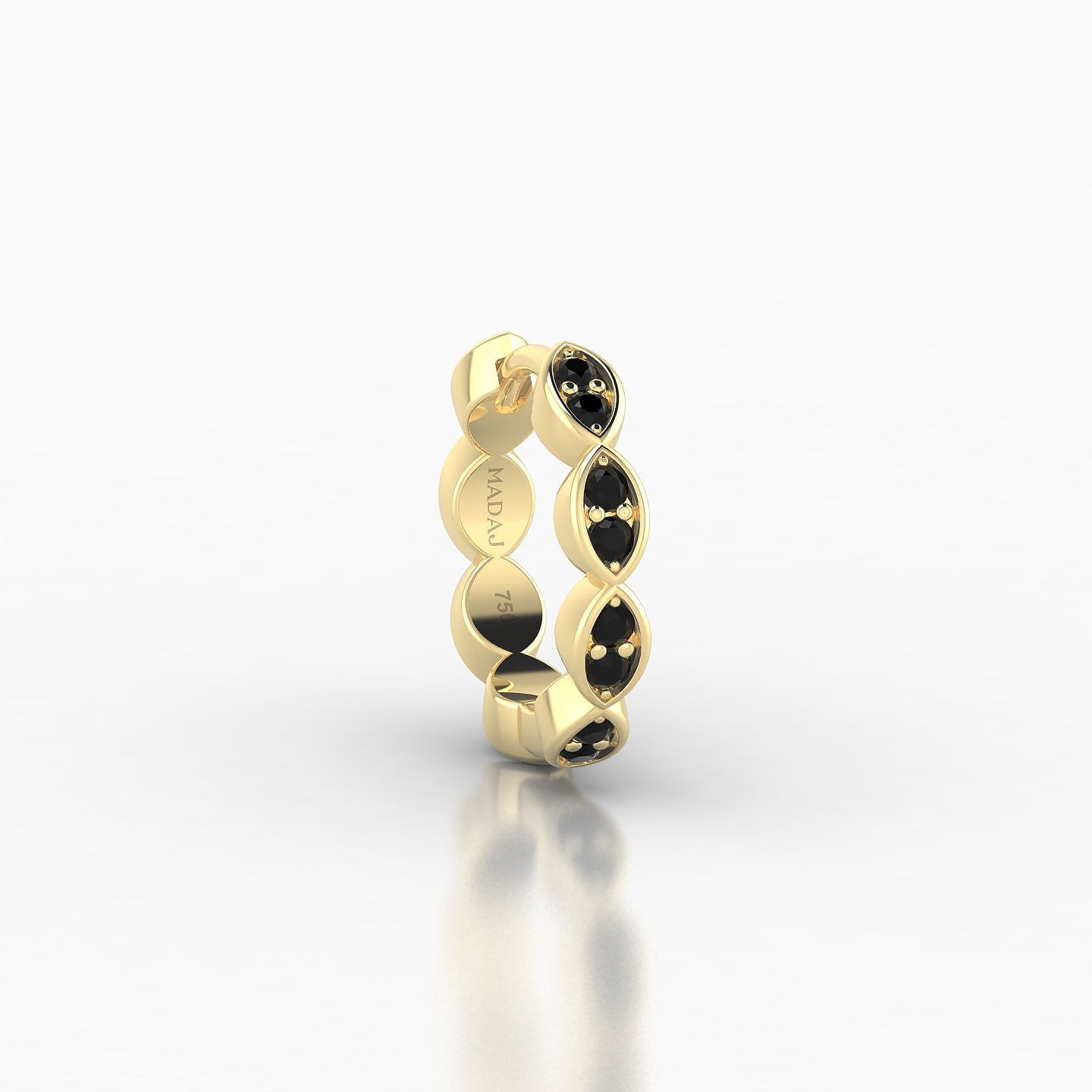 Hathor | 18k Yellow Gold 8 mm Black Diamond Hoop Piercing